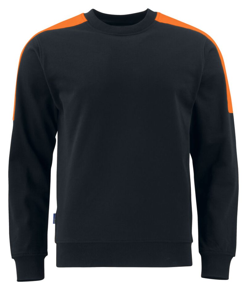 2125 Sweater ronde hals met fluo inzetstukken
