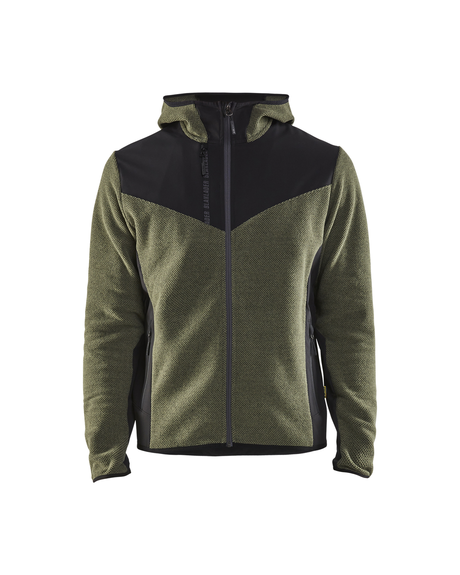 Blåkläder Gebreid jack met softshell 5940 - Herfstgroen/Zwart voorkant