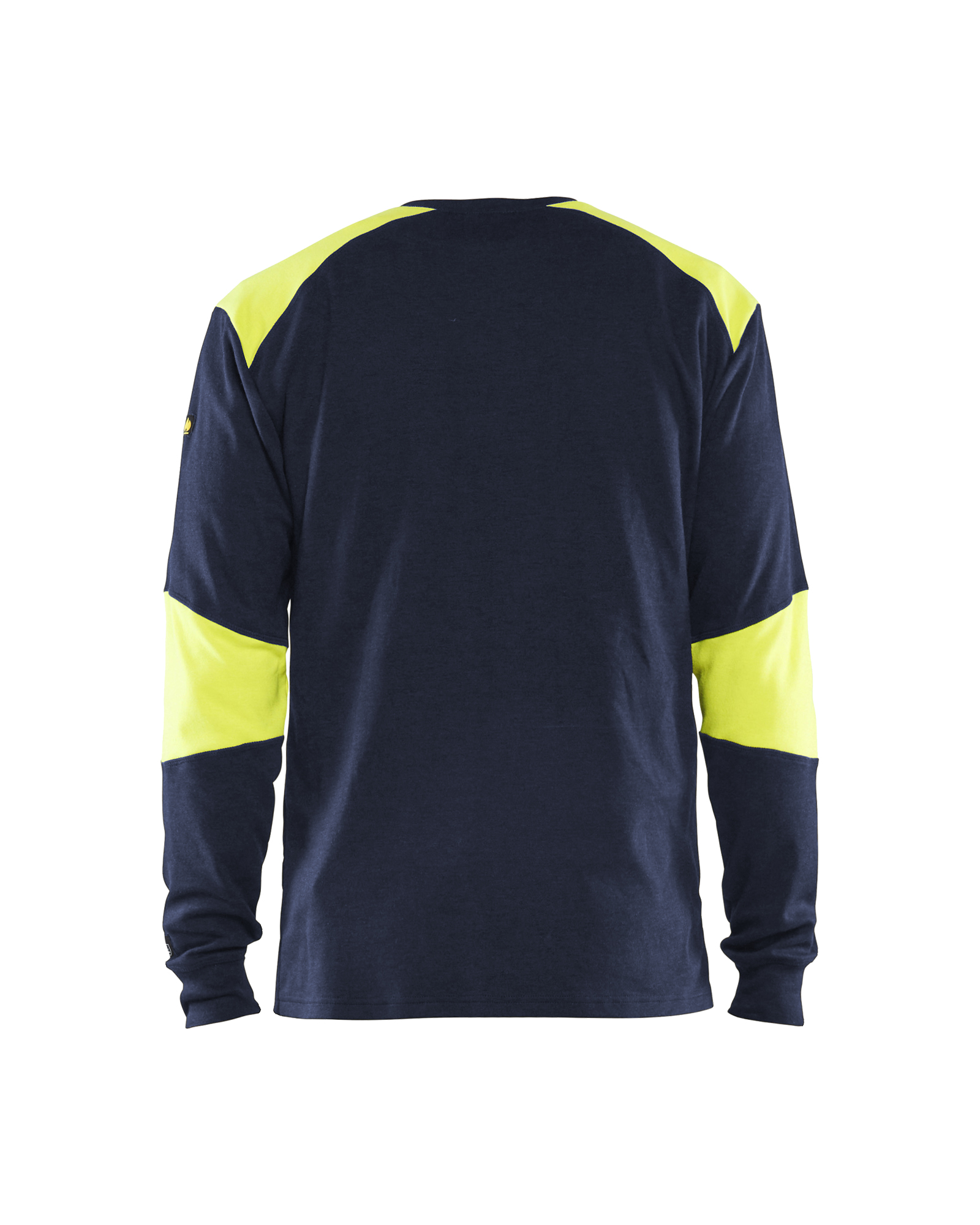 Blåkläder Vlamvertragend T-shirt lange mouwen Inherent 3457 - Marine / High Vis Geel achterkant