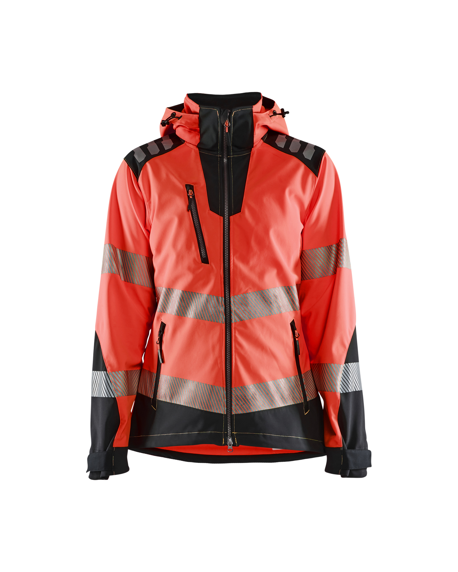 Blåkläder Dames Softshell jack High Vis 4791 - High Vis Rood/Zwart voorkant