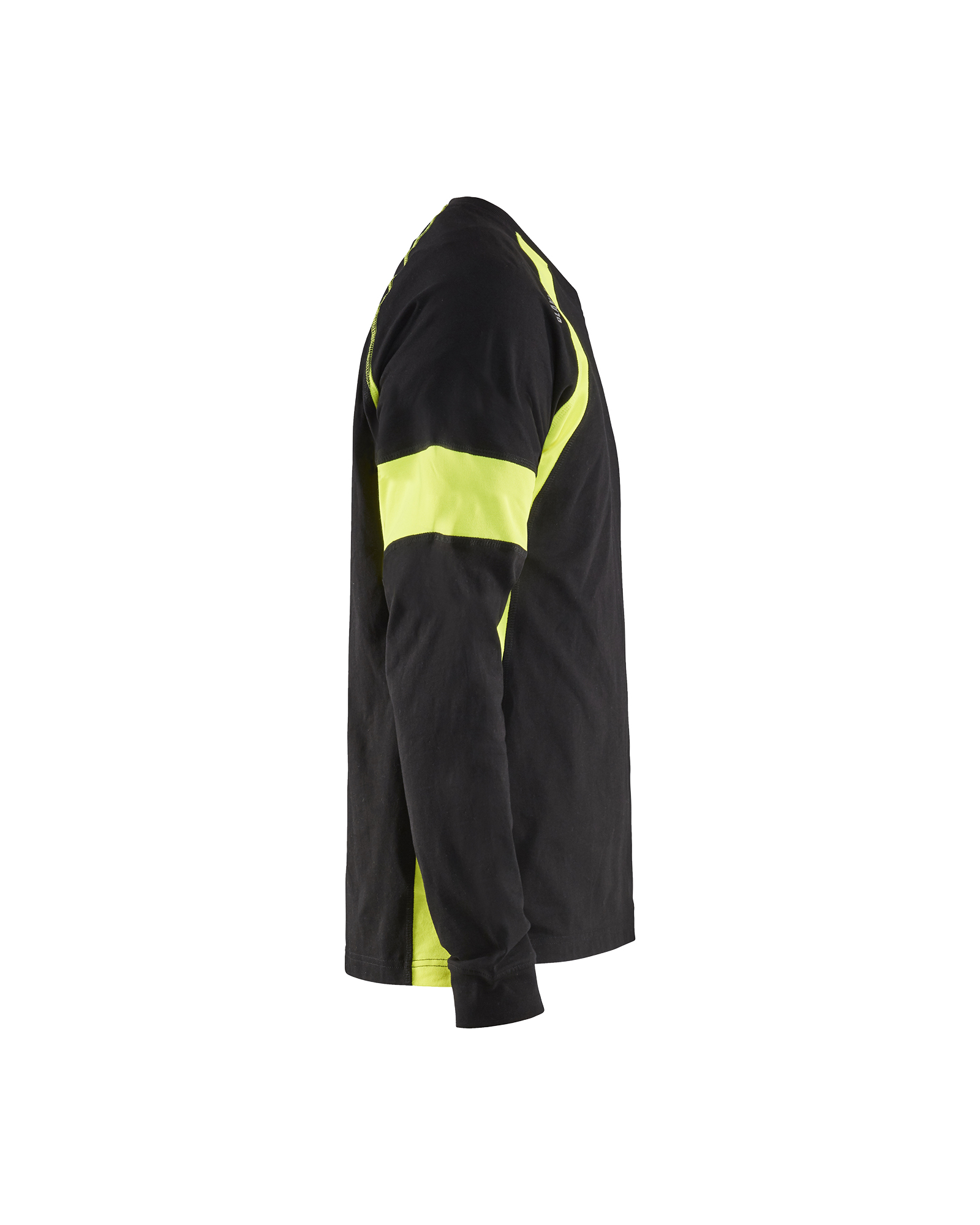 Blåkläder T-shirt lange mouwen visible 3520 - Zwart / High Vis Geel zijkant