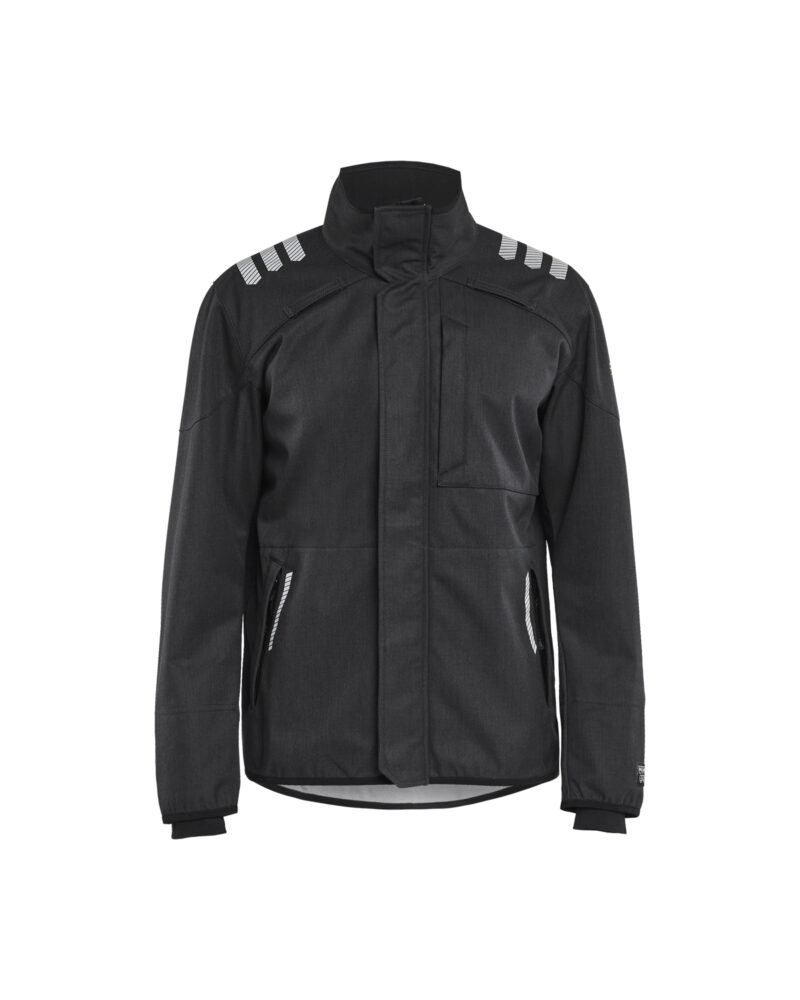 Blåkläder APC 2 Multinorm softshell jack Inherent 4447 - Zwart voorkant