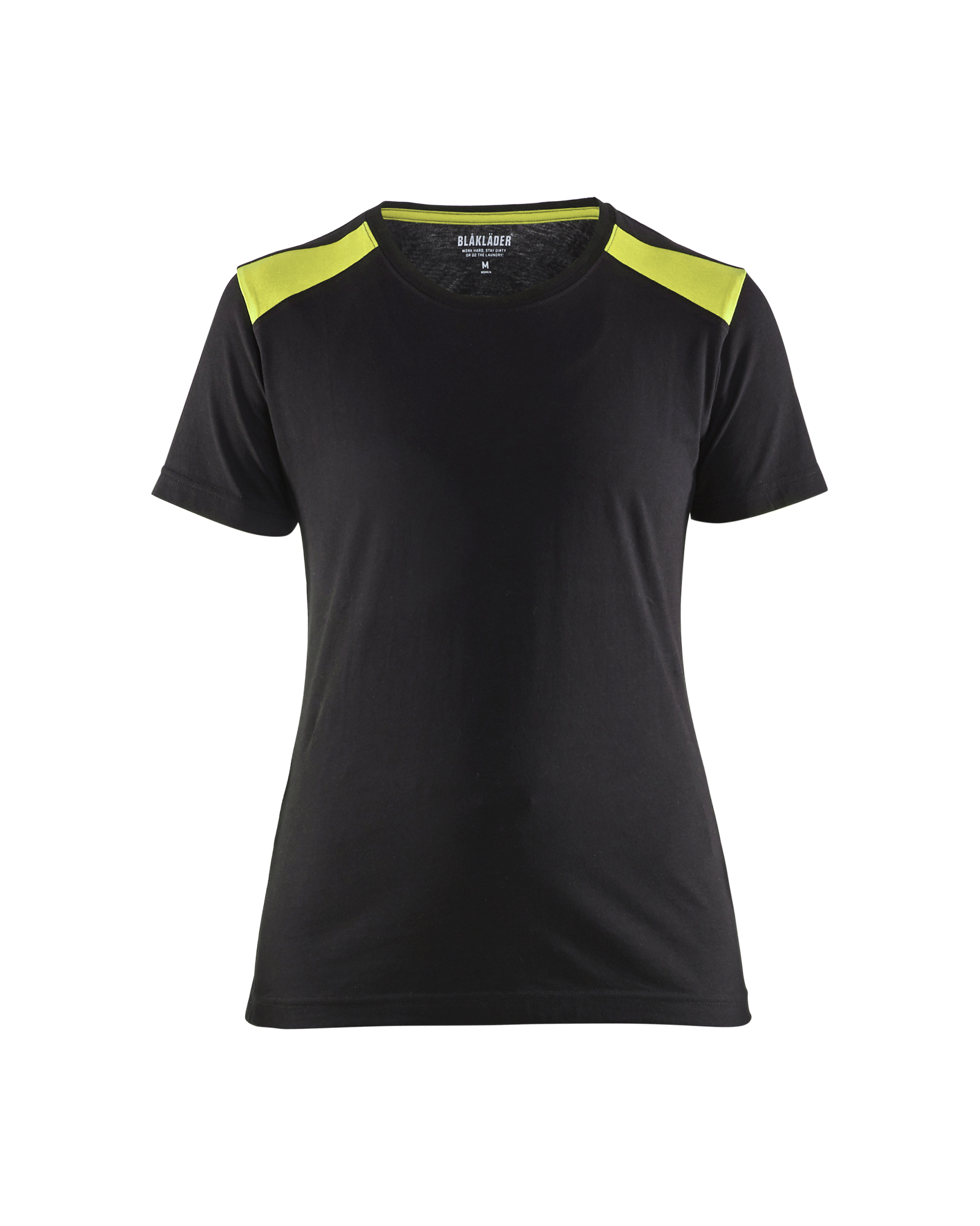 Blåkläder Dames T-shirt bi-colour 3479 - Zwart / High Vis Geel voorkant