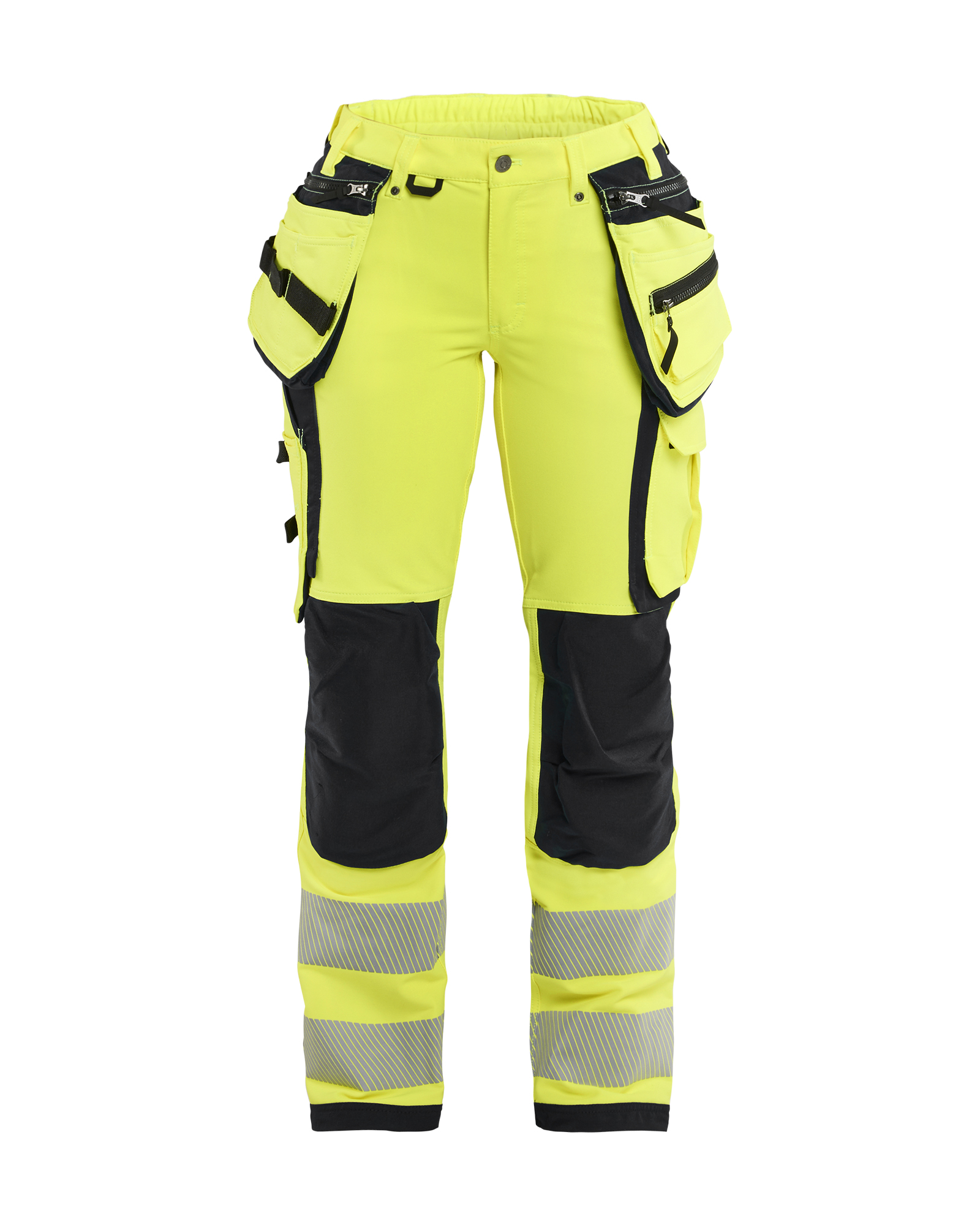 Blåkläder Dames High Vis werkbroek 4-weg stretch met gereedschapszakken 7197 - kleur High Vis Geel/Zwart