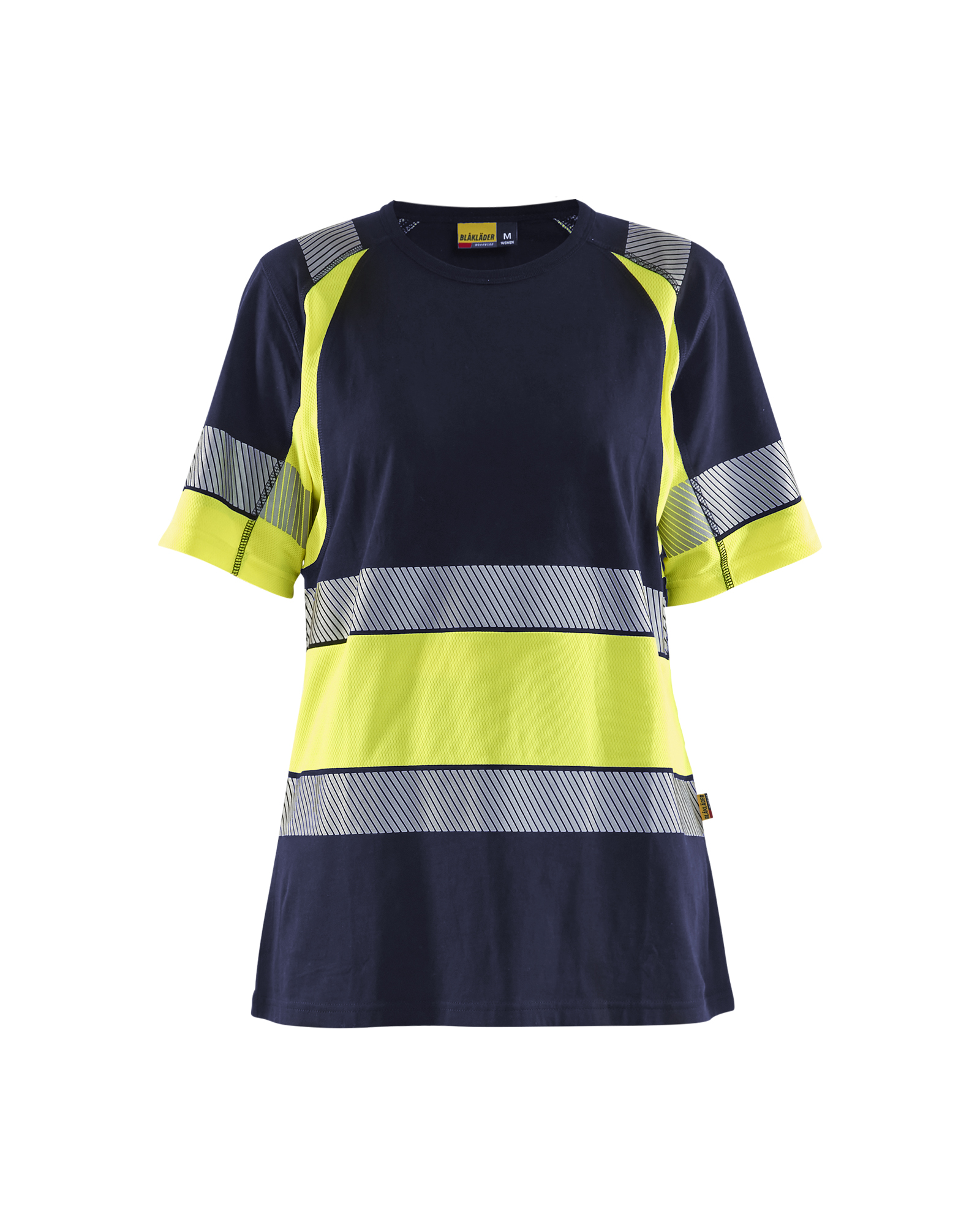 Blåkläder Dames T-Shirt High Vis 3410 - Marine / High Vis Geel voorkant