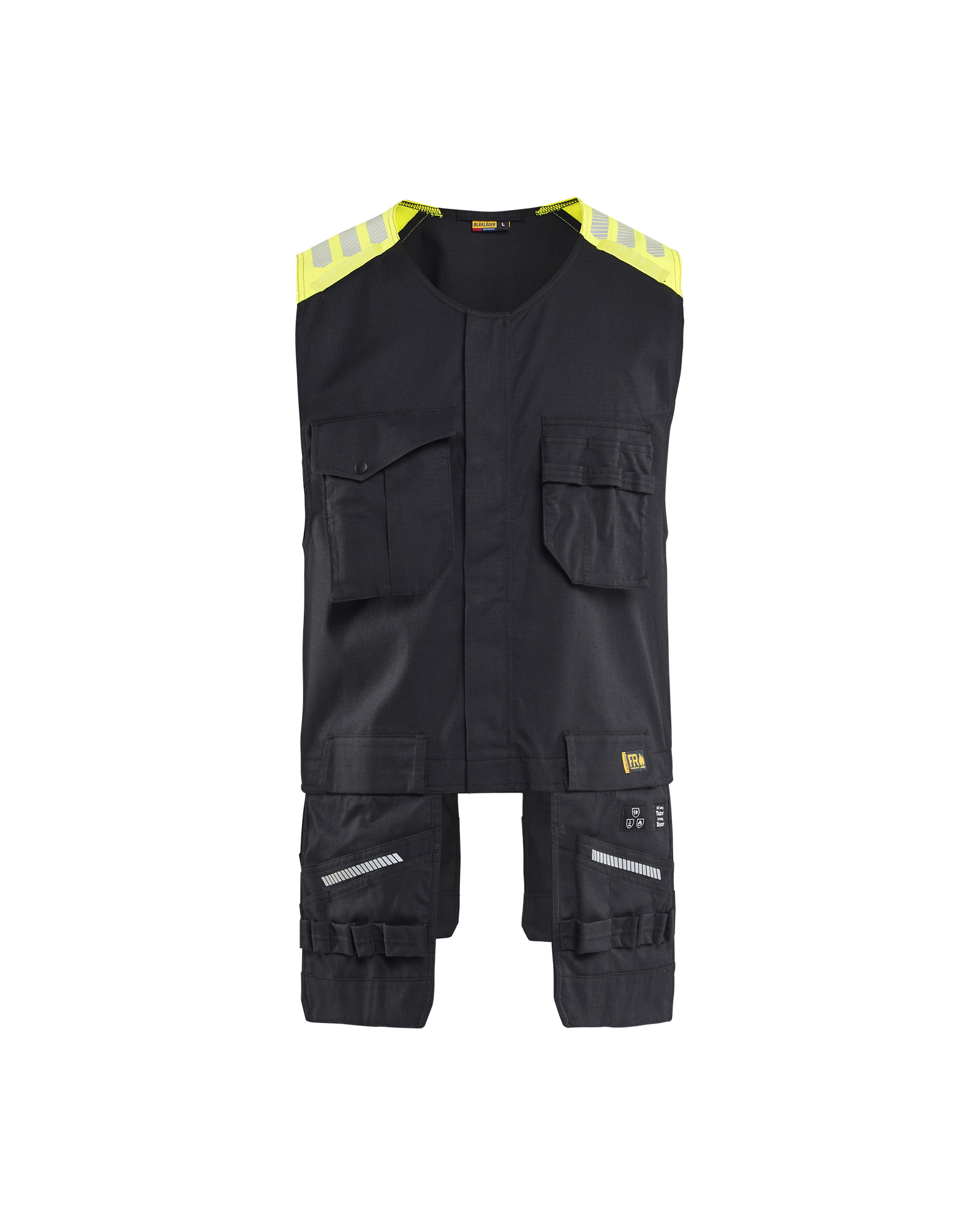 Blåkläder Multinorm werkvest inherent 3039 - Zwart / High Vis Geel voorkant