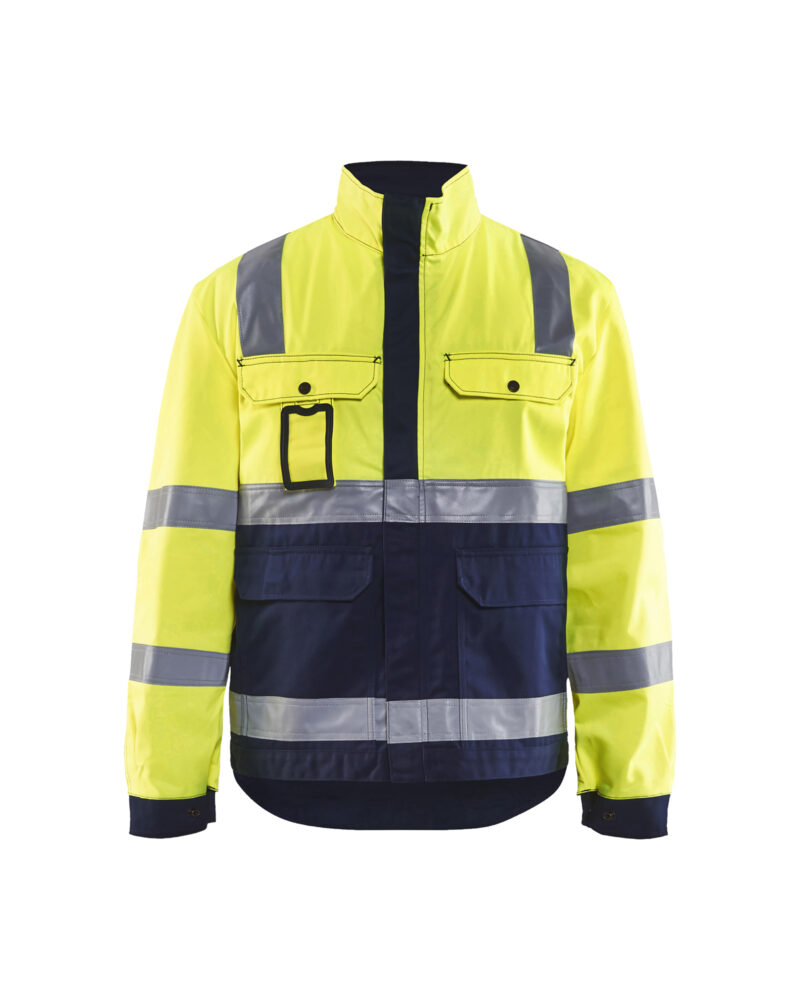 Blåkläder Jack ongevoerd High Vis 4023 - High Vis Geel/Marineblauw voorkant