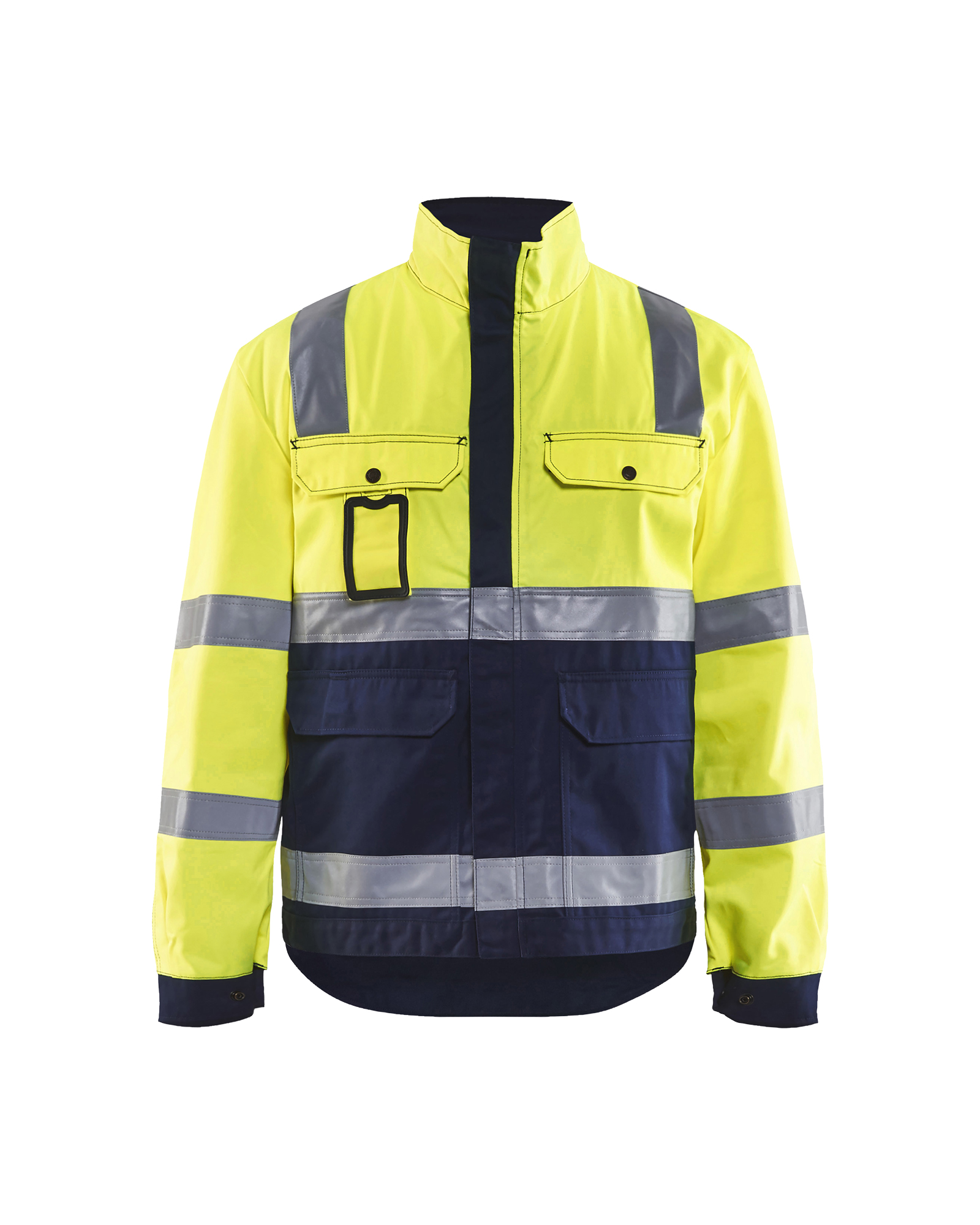 Blåkläder Jack ongevoerd High Vis 4023 - High Vis Geel/Marineblauw voorkant