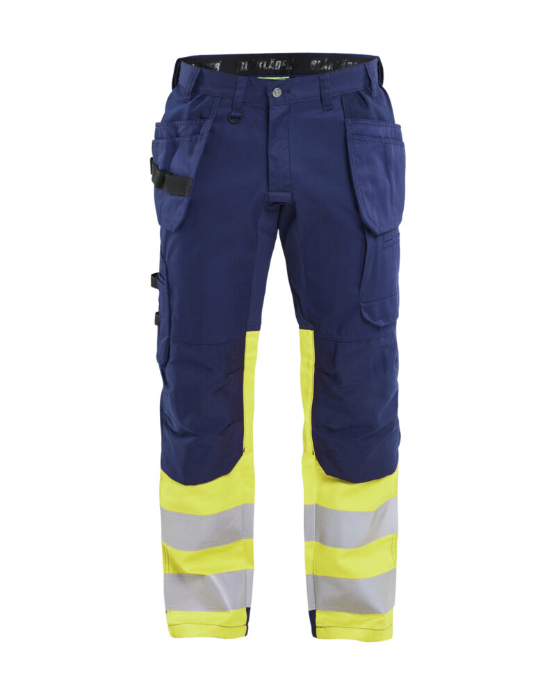 Blåkläder High Vis werkbroek met stretch en gereedschapzakken 1558 - voorkant