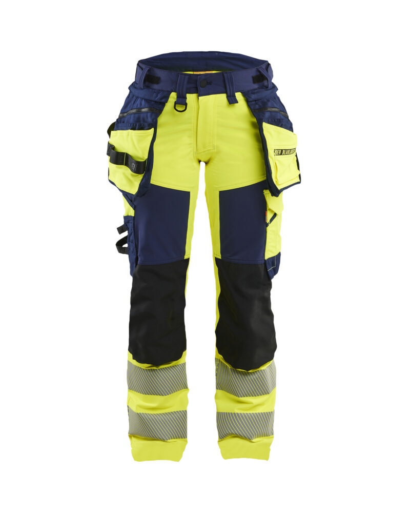 Blåkläder Dames High Vis werkbroek 4-weg stretch met afneembare gereedschapszakken 7022 - voorkant