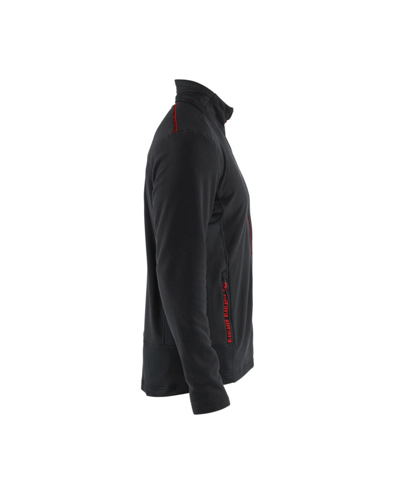 Blåkläder Microfleecevest 4765 - Zwart/Rood zijkant