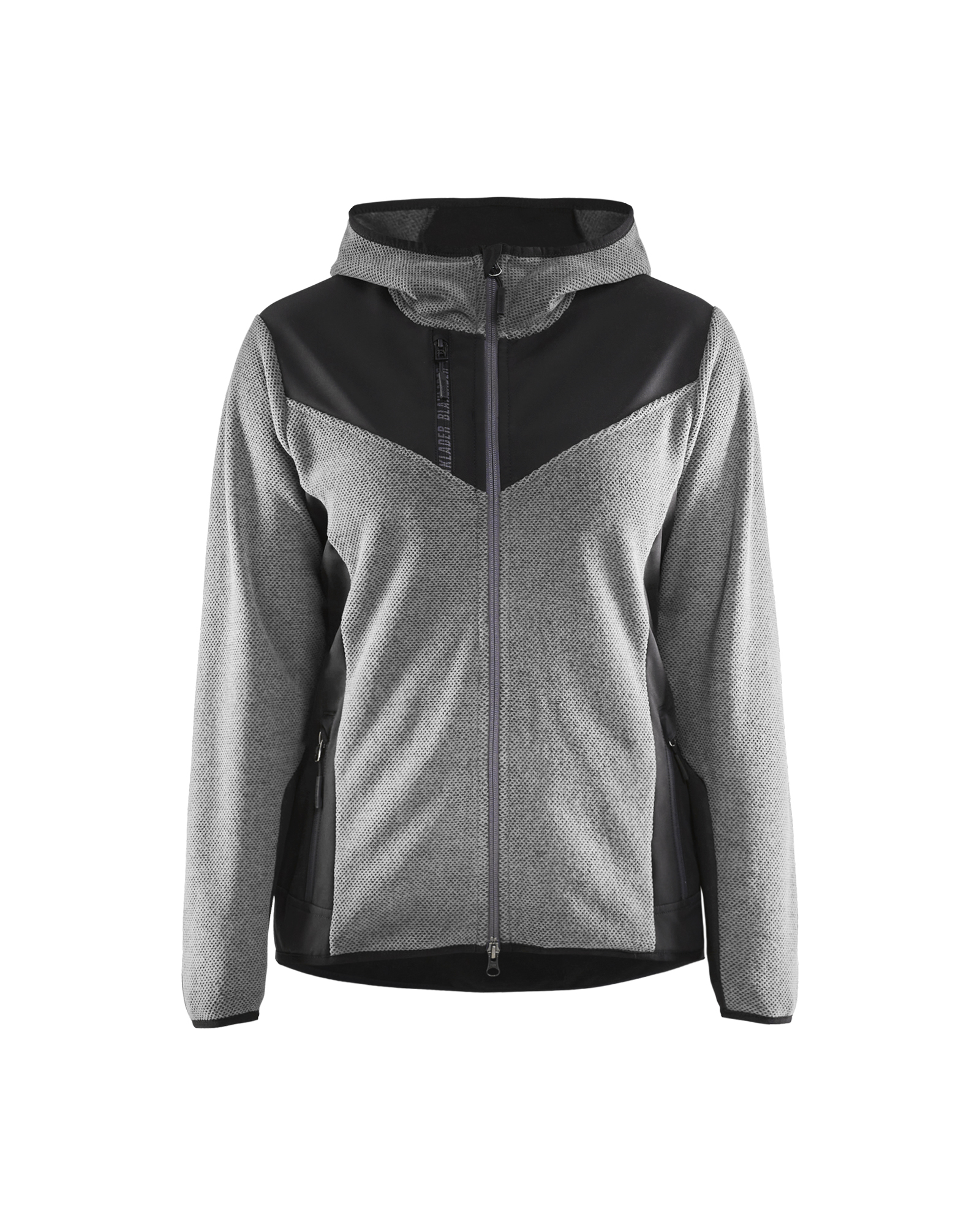 Blåkläder Dames Gebreid jack met softshell 5941 - Grijs mêlee/Zwart voorkant