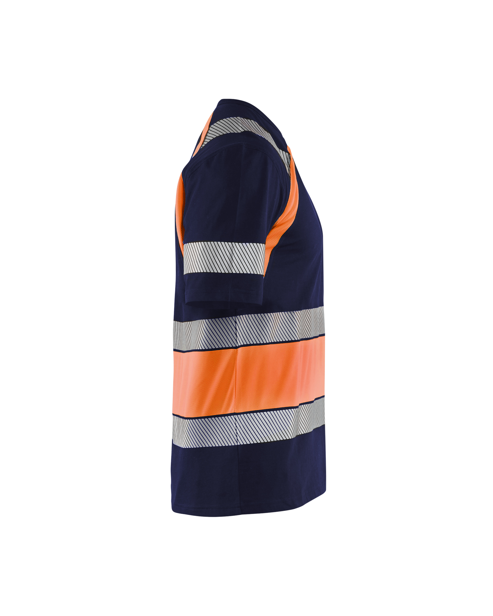 Blåkläder T-shirt High Vis 3421 - Marineblauw / Oranje zijkant