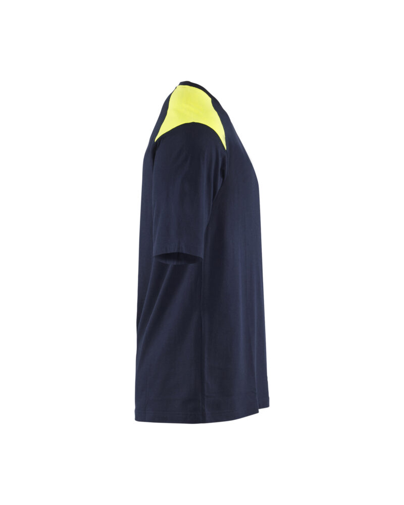 Blåkläder Vlamvertragend T-shirt Inherent 3476 - Marine / High Vis Geel zijkant