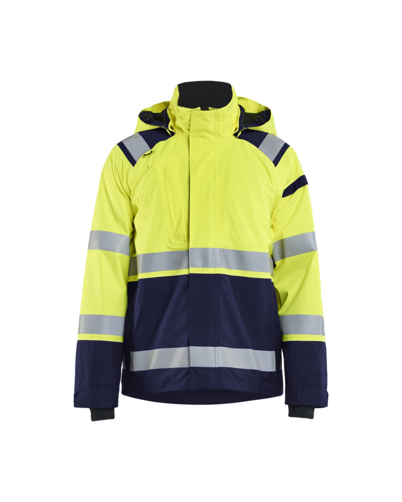 Blåkläder Shell jack High Vis 4987 - High Vis Geel/Marineblauw voorkant