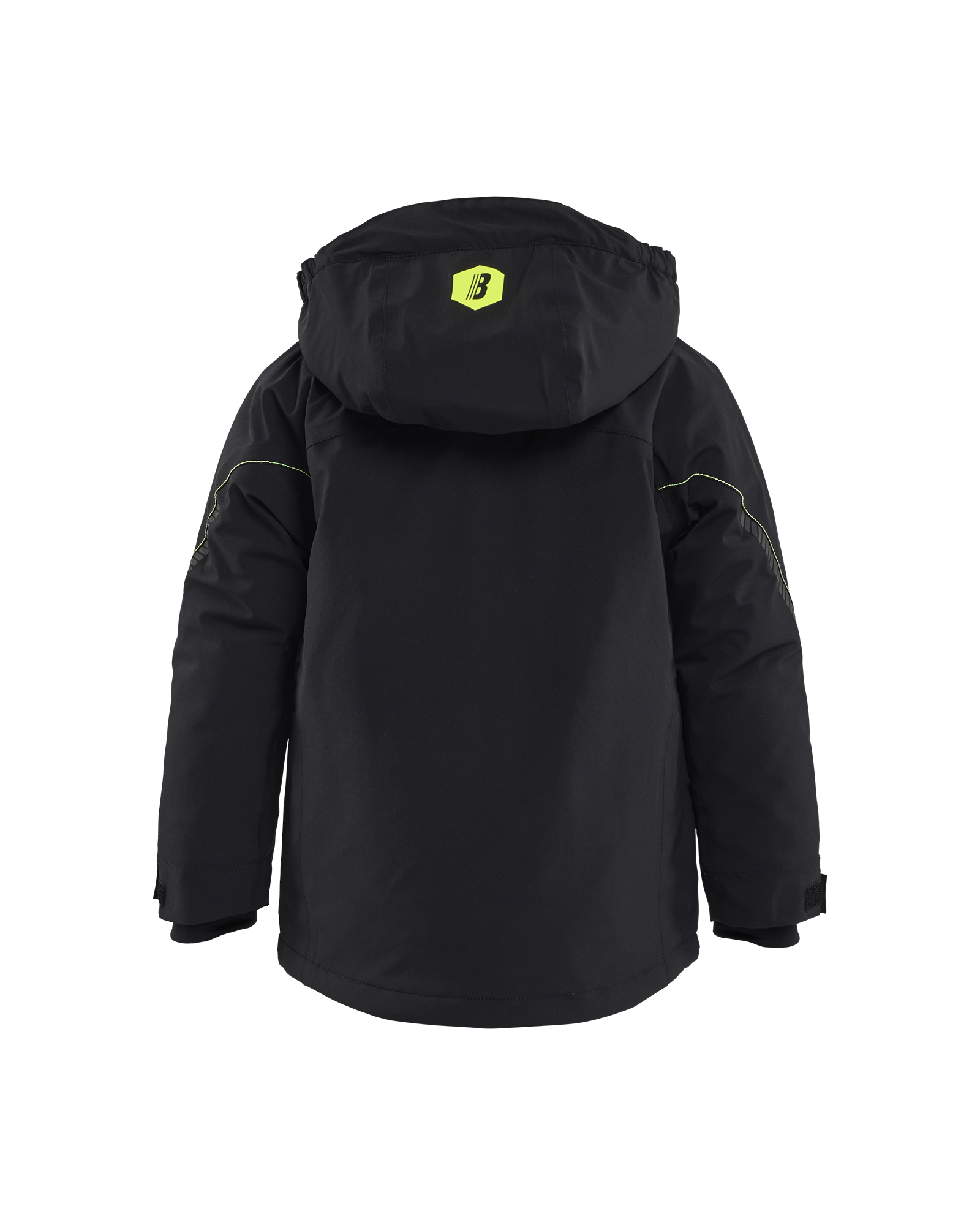 Blåkläder Kids Lichtgewicht winterjas 4-weg stretch 5210 - Zwart / High Vis Geel achterkant