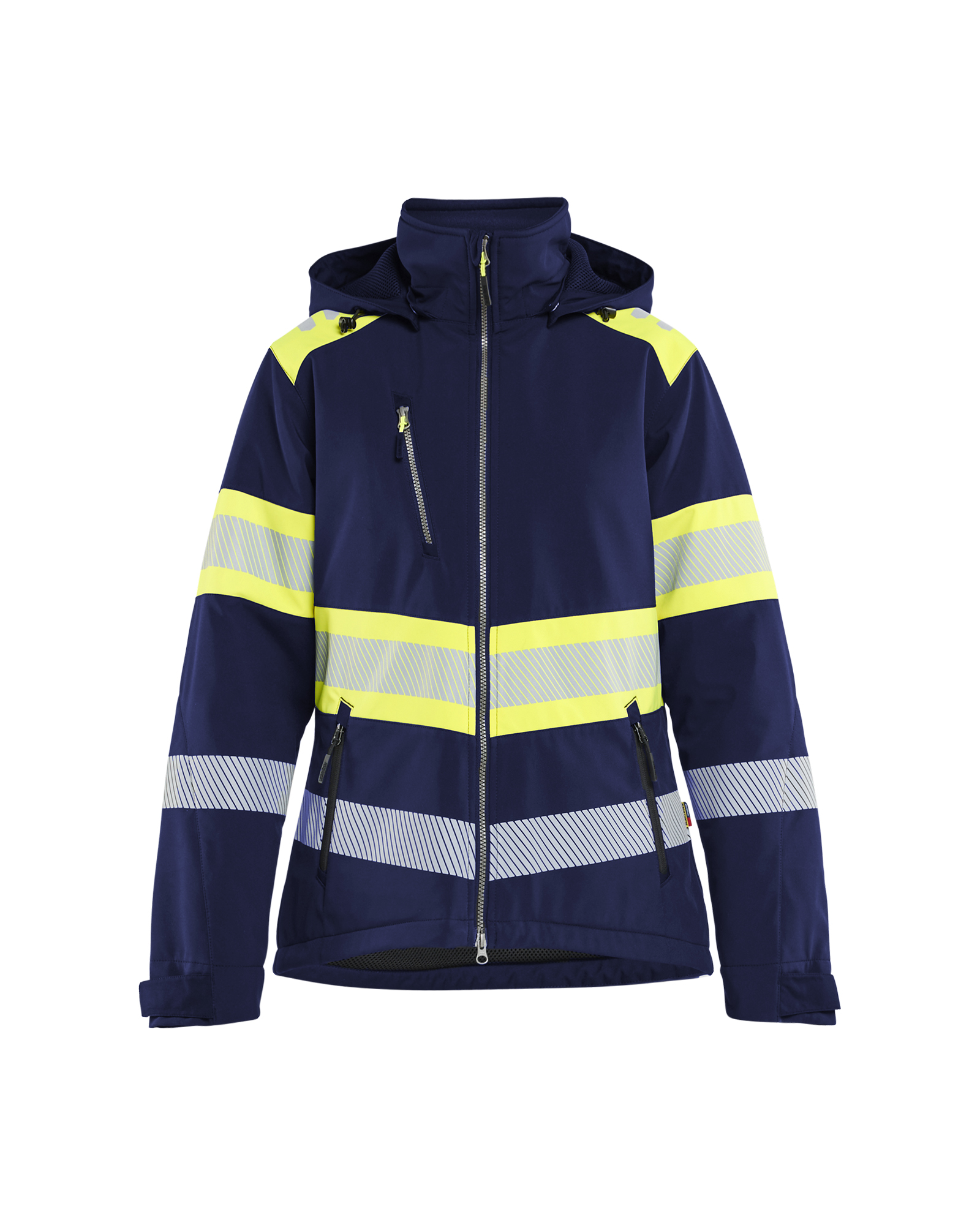 Blåkläder Dames Lichtgewicht softshell jack gevoerd high vis 4406 - Marine / High Vis Geel voorkant