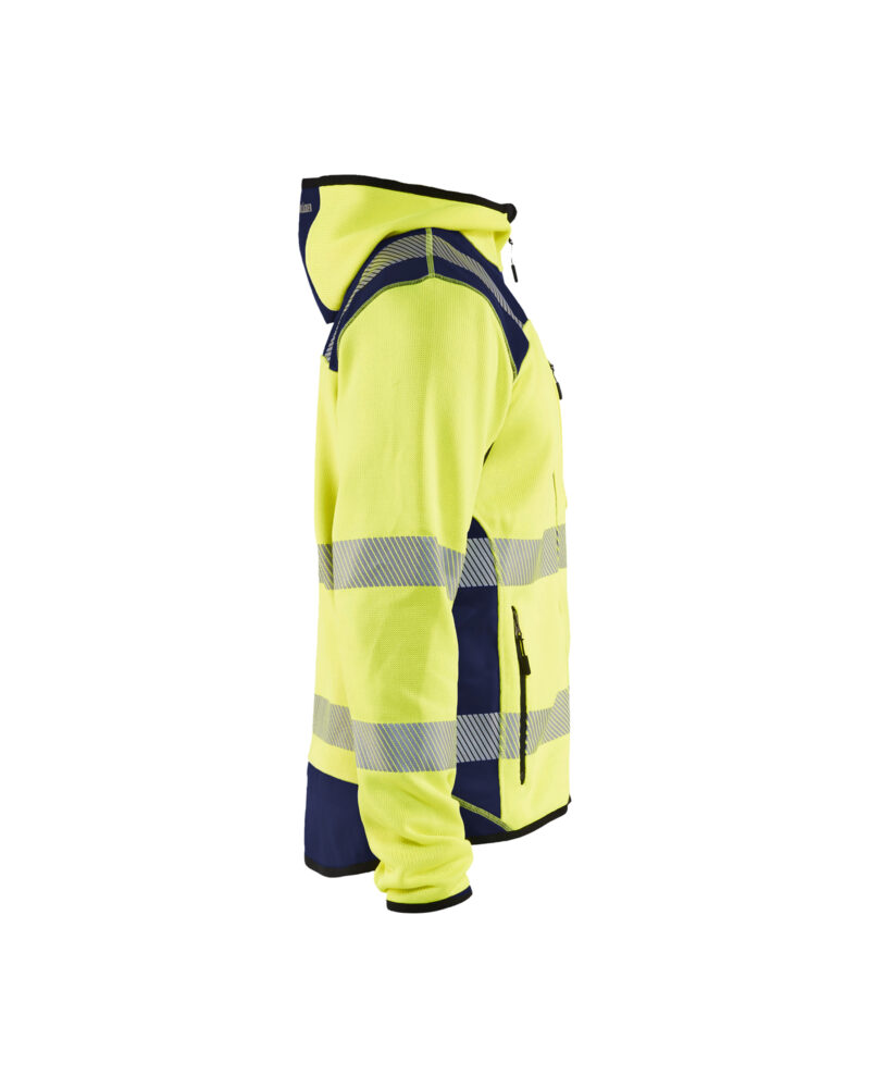Blåkläder Gebreid vest met capuchon High Vis 4923 - High Vis Geel/Marineblauw zijkant