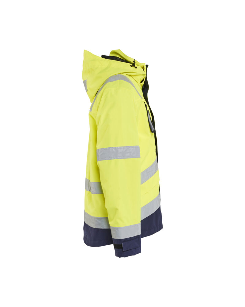 Blåkläder Shell Jack. Ongevoerd High Vis 4837 - High Vis Geel/Marineblauw zijkant