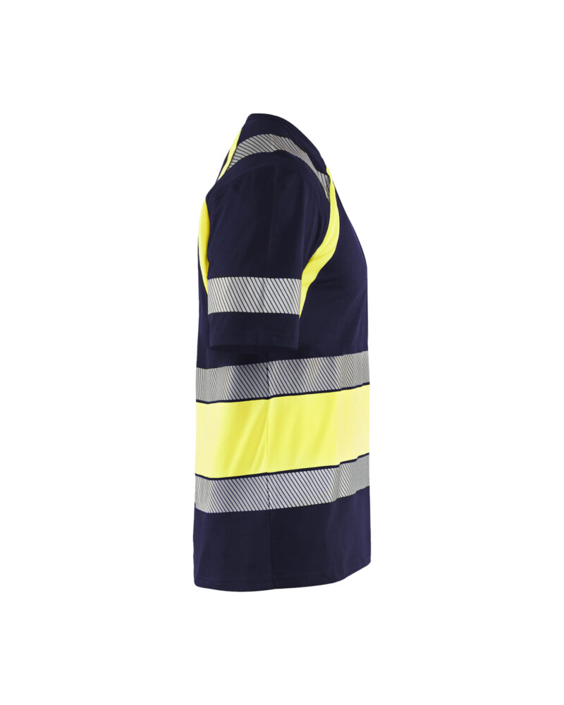 Blåkläder T-shirt High Vis 3421 - Marine / High Vis Geel zijkant