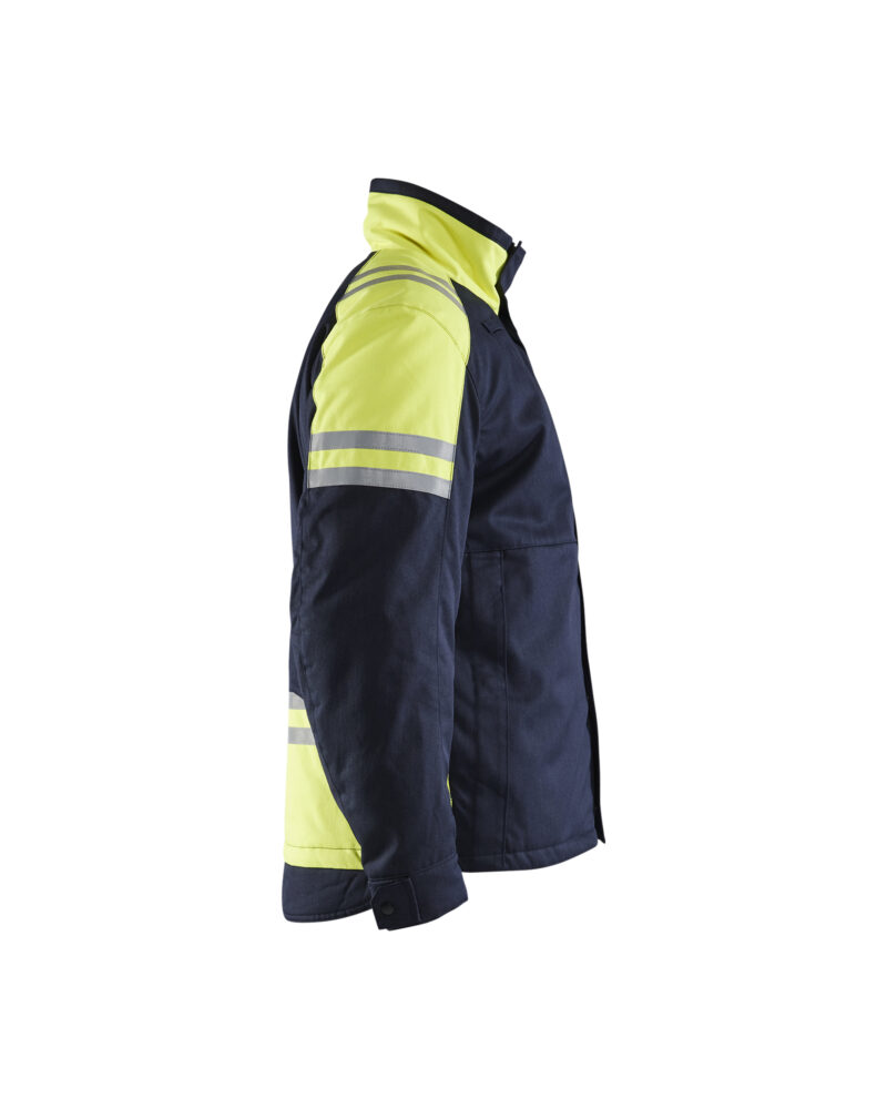 Blåkläder Winterjas Inherent Steel 4515 - Marine / High Vis Geel zijkant