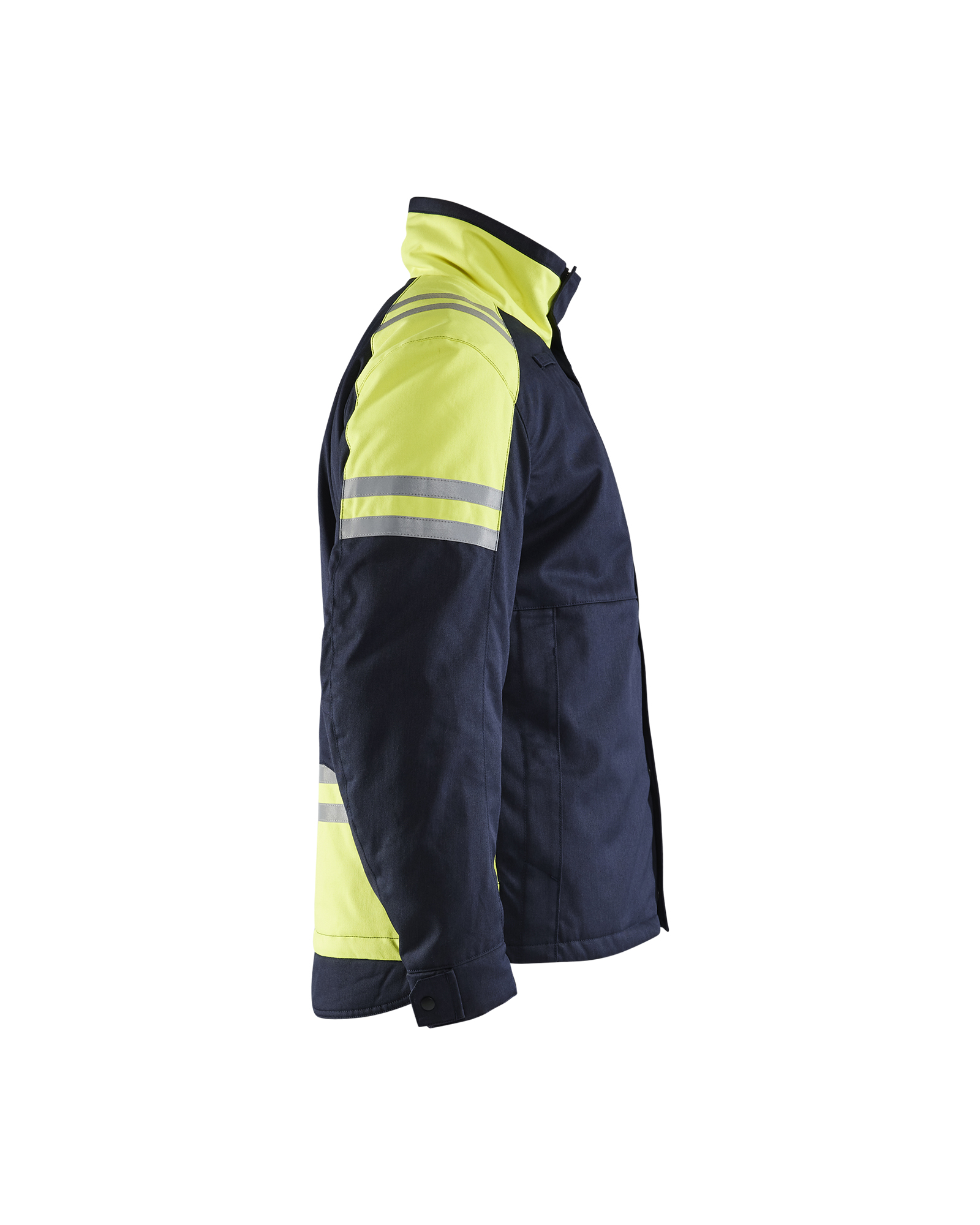 Blåkläder Winterjas Inherent Steel 4515 - Marine / High Vis Geel zijkant