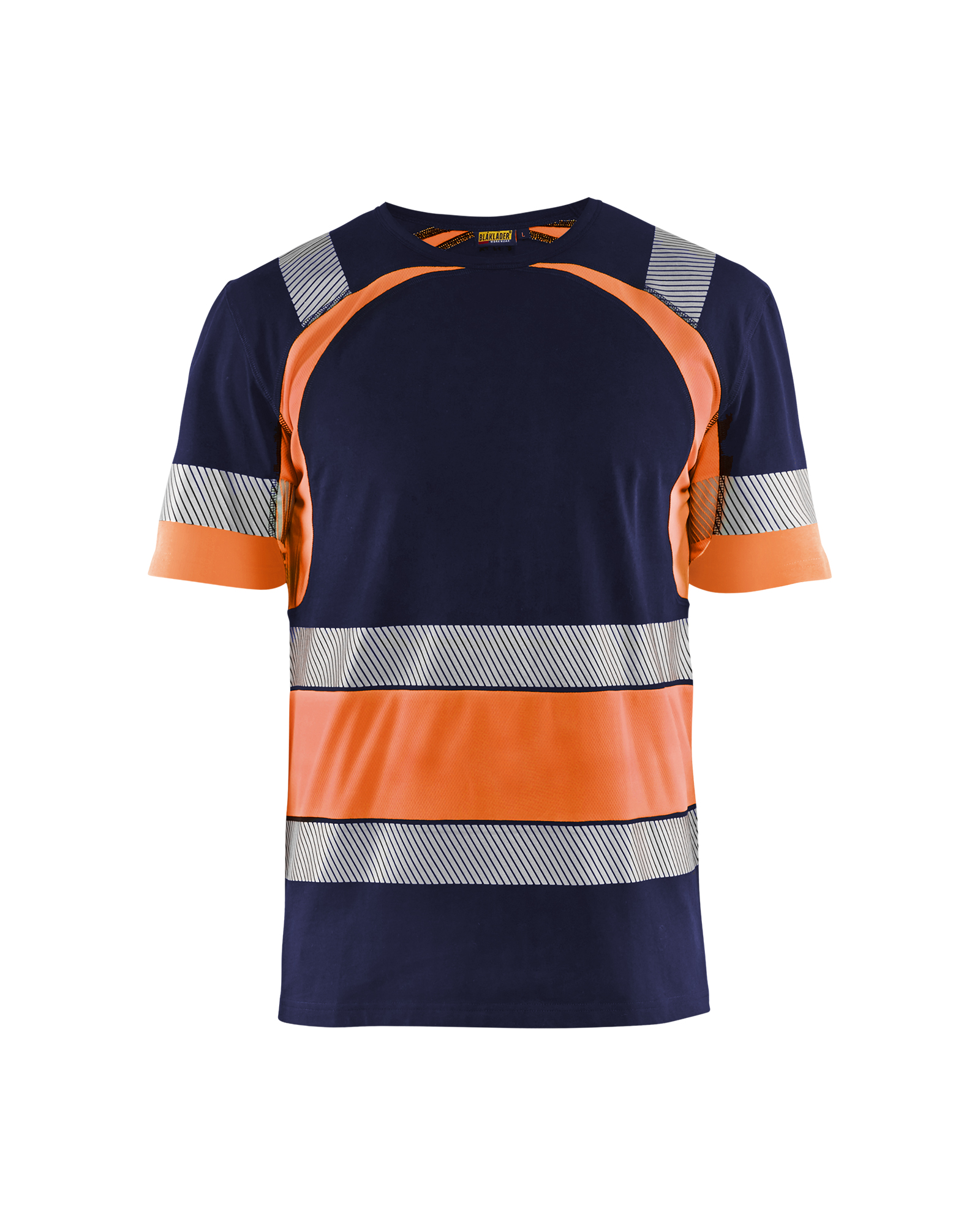 Blåkläder T-shirt High Vis 3421 - Marineblauw / Oranje voorkant