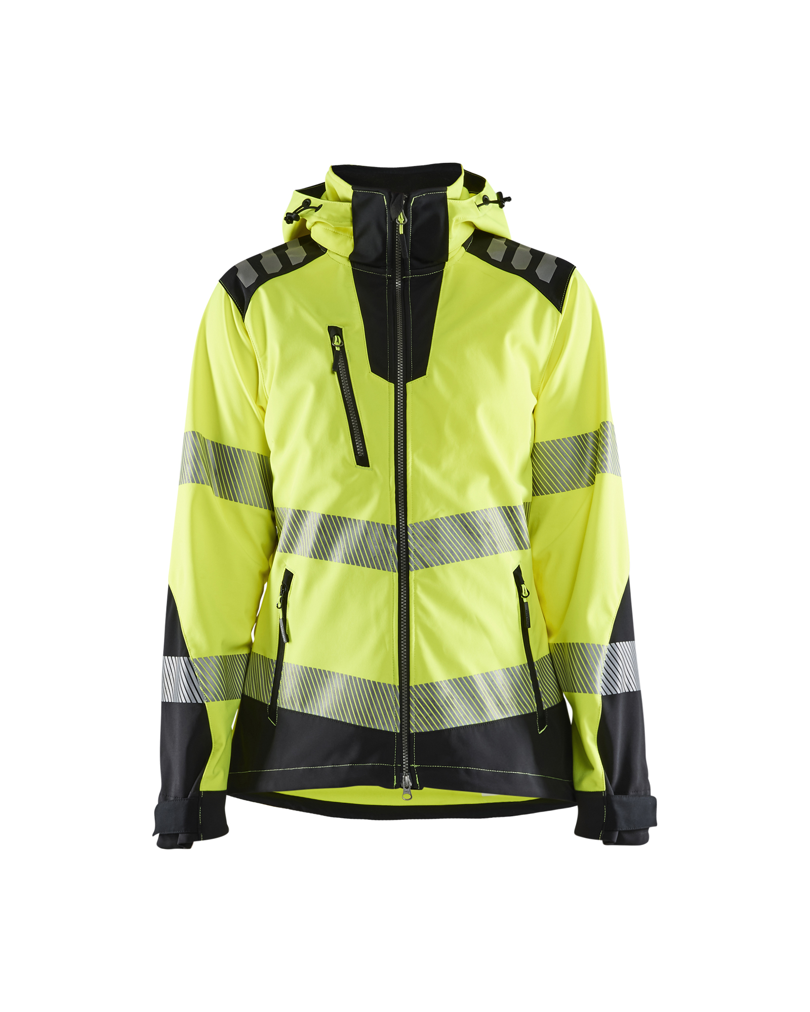 Blåkläder Dames Softshell jack High Vis 4791 - High Vis Geel/Zwart voorkant