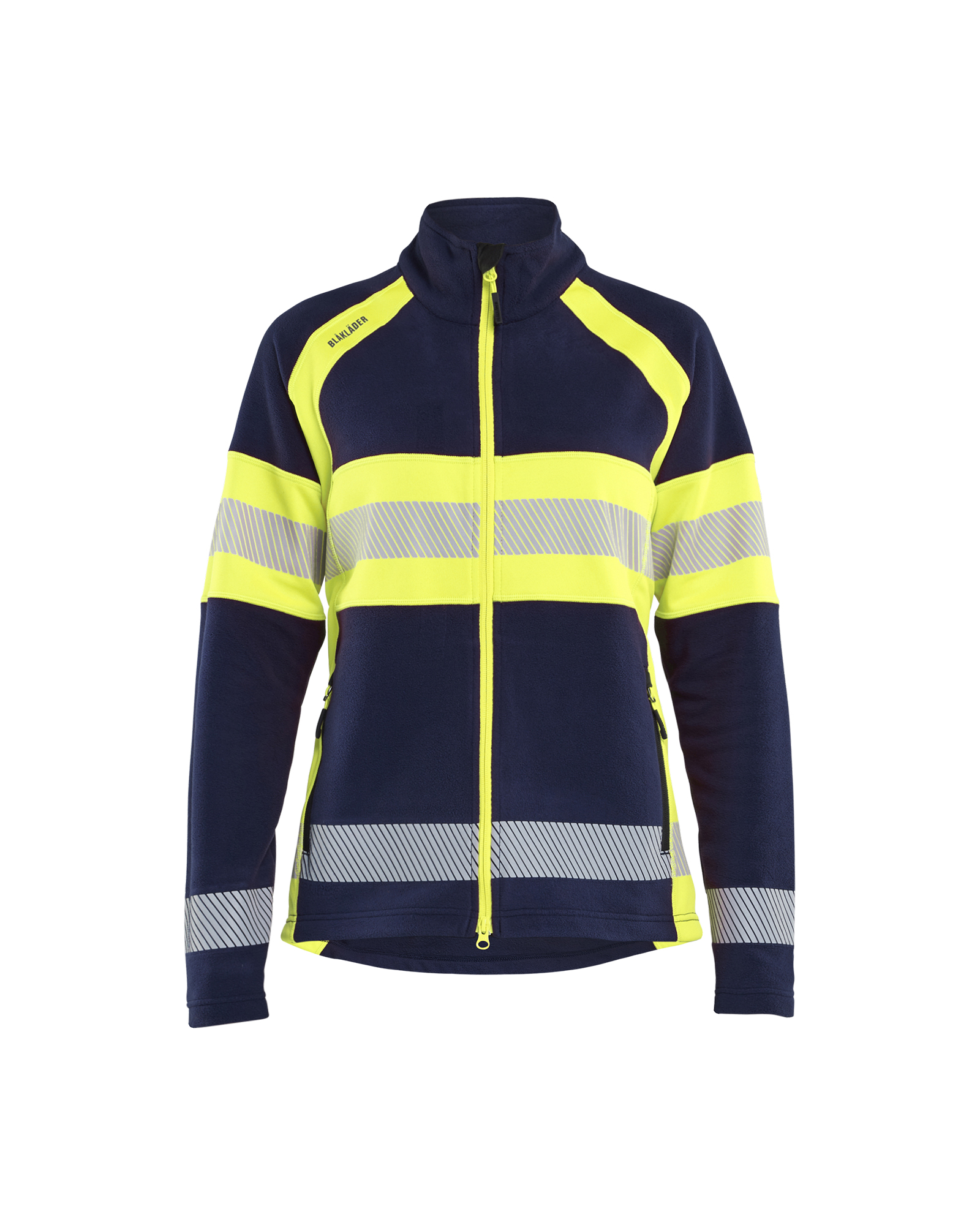 Blåkläder Dames Microfleecevest High Vis 4718 - Marine / High Vis Geel voorkant