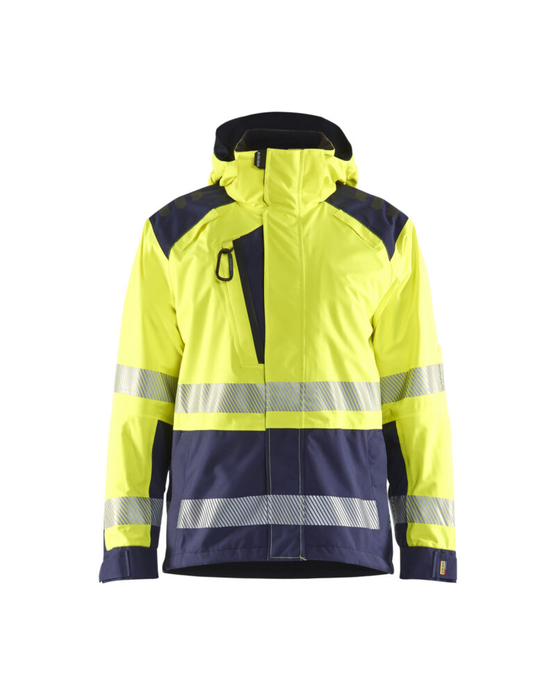 Blåkläder Shell jack High Vis 4435 - High Vis Geel/Marineblauw voorkant