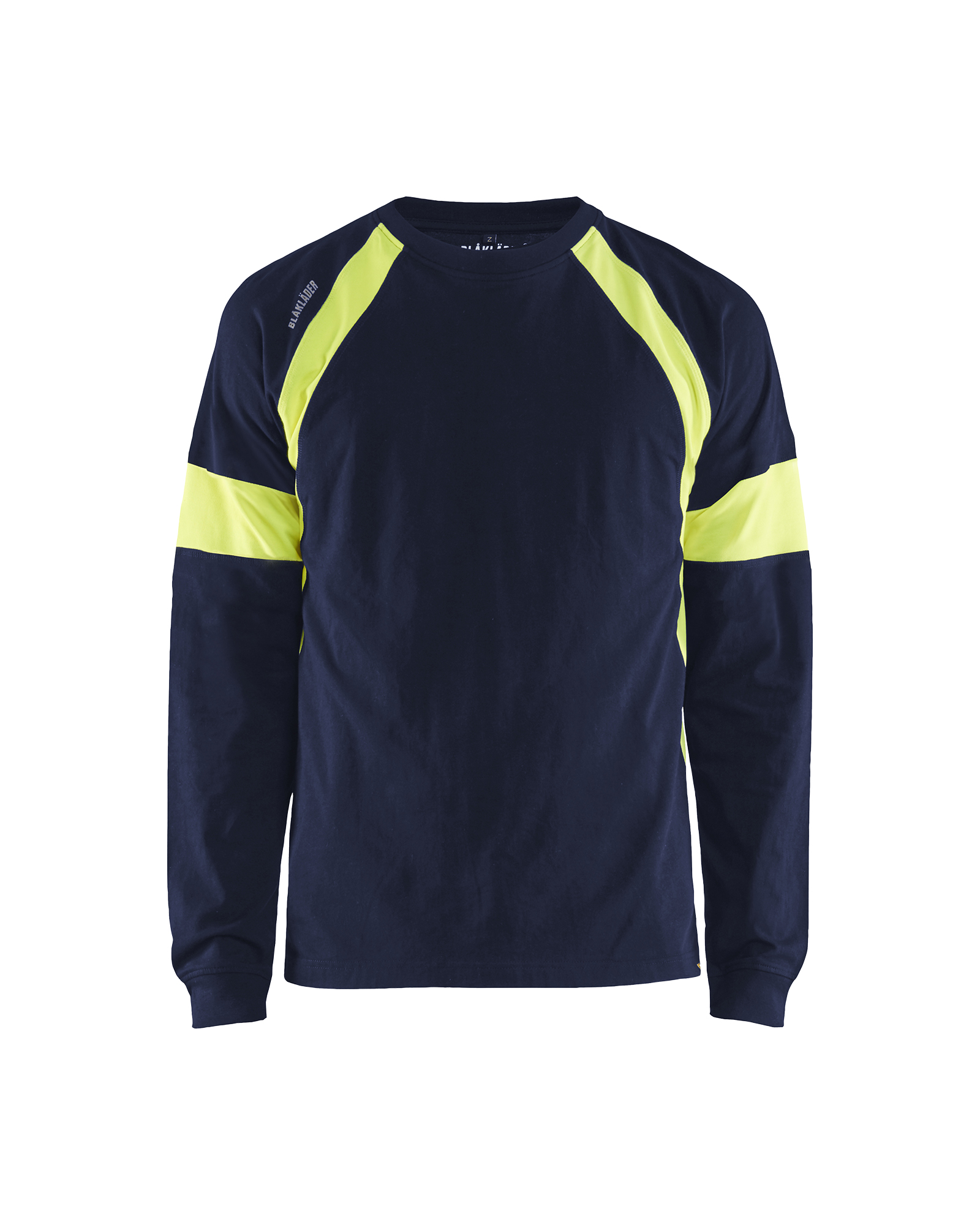 Blåkläder T-shirt lange mouwen visible 3520 - Marine / High Vis Geel voorkant