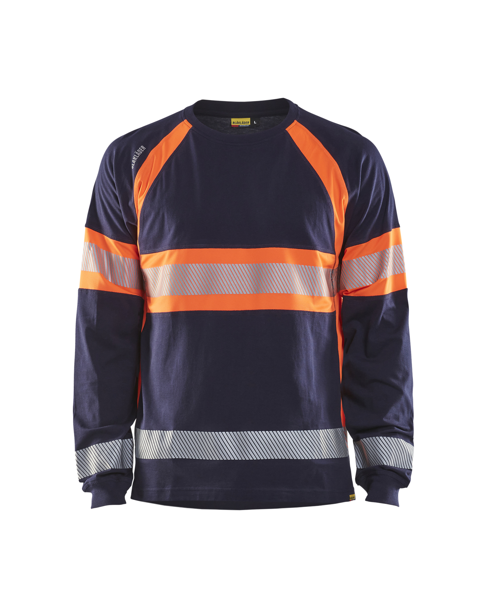 Blåkläder T-shirt lange mouwen High Vis 3510 - Marineblauw / Oranje voorkant
