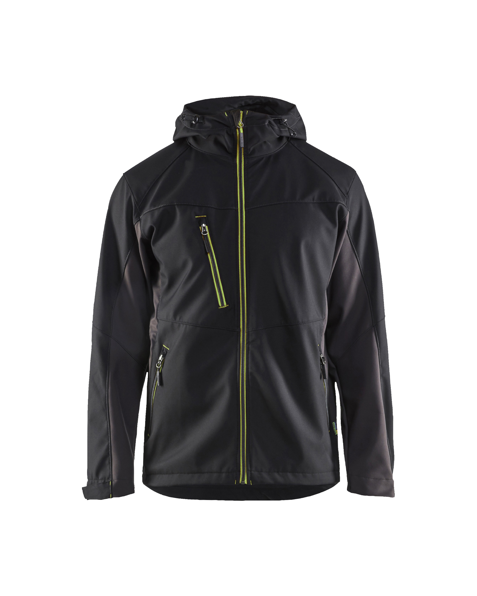 Blåkläder Softshell jack 4753 - Zwart / High Vis Geel voorkant