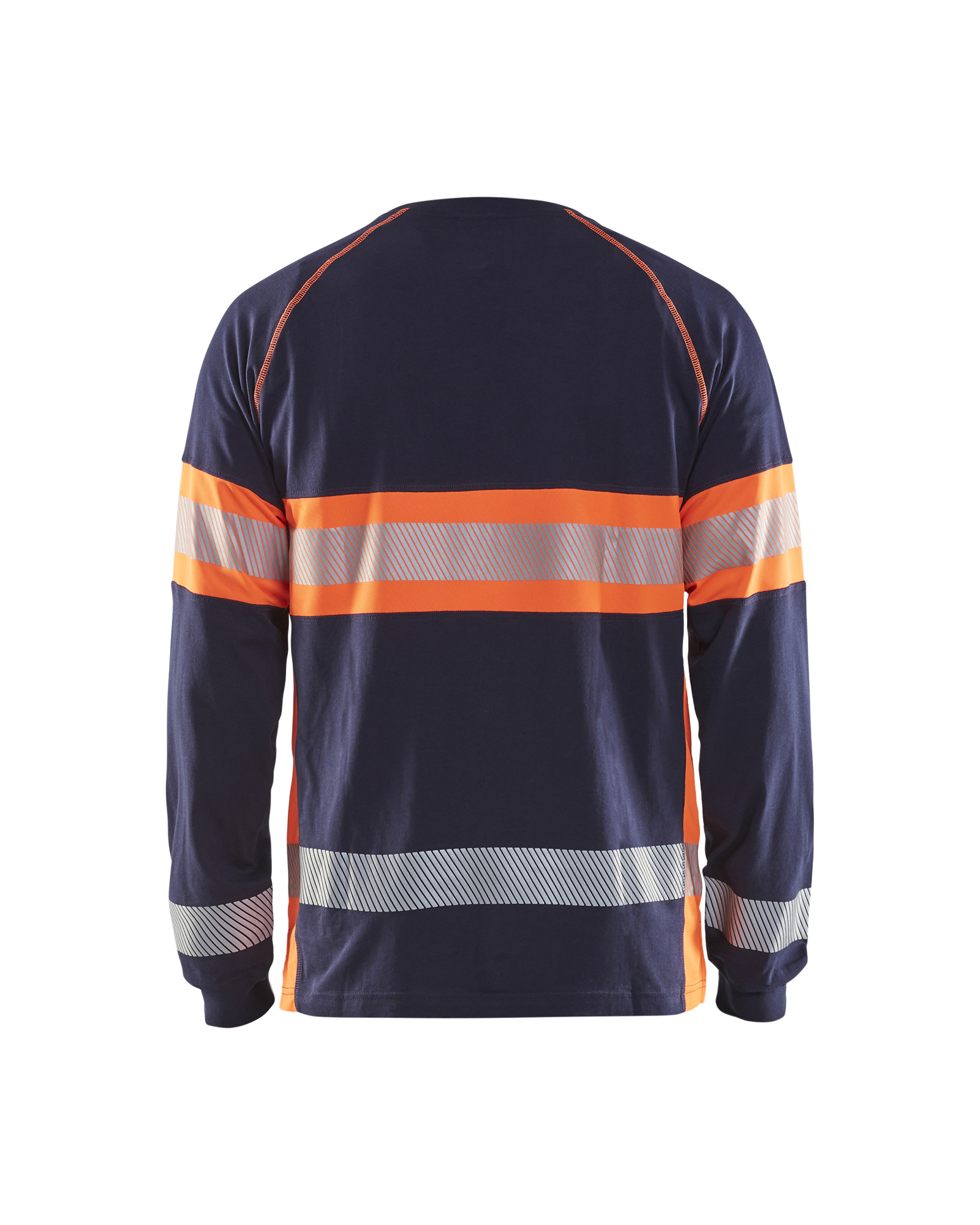 Blåkläder T-shirt lange mouwen High Vis 3510 - Marineblauw / Oranje achterkant