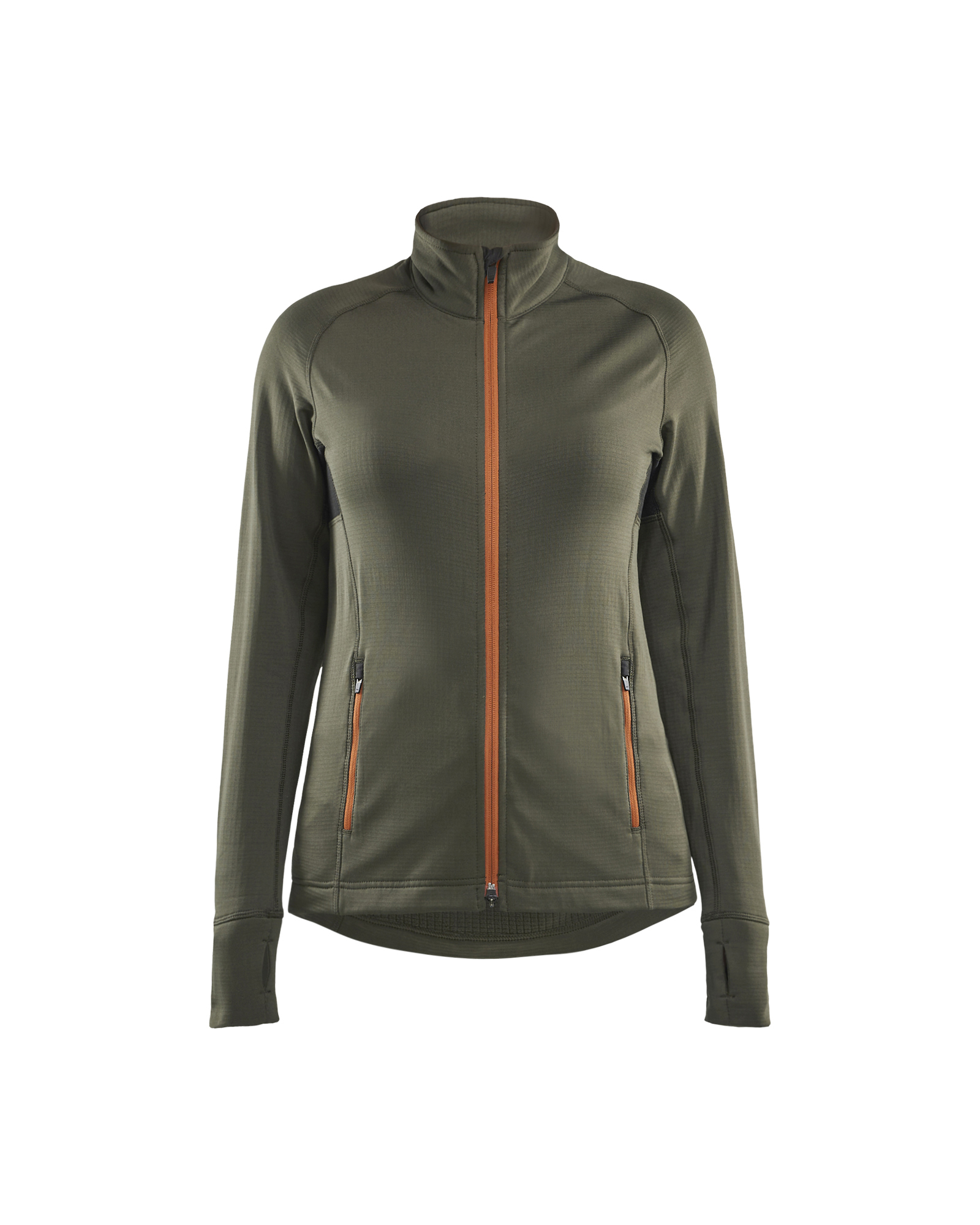 Blåkläder STRIKER Dames fleecejack 4745 - Woudgroen/Roest voorkant