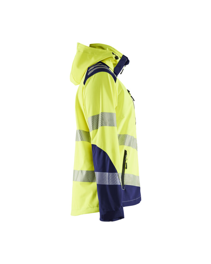Blåkläder Dames Softshell jack High Vis 4791 - High Vis Geel/Marineblauw zijkant