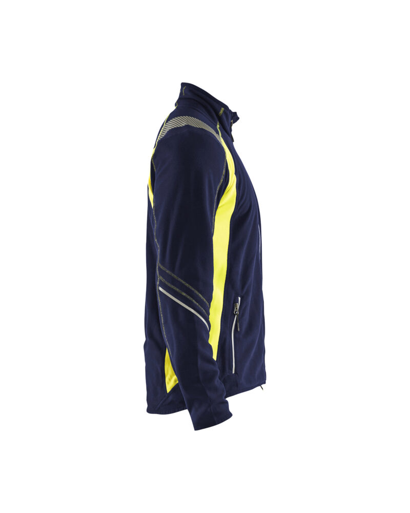 Blåkläder Microfleecevest Visible 4993 - Marine / High Vis Geel zijkant
