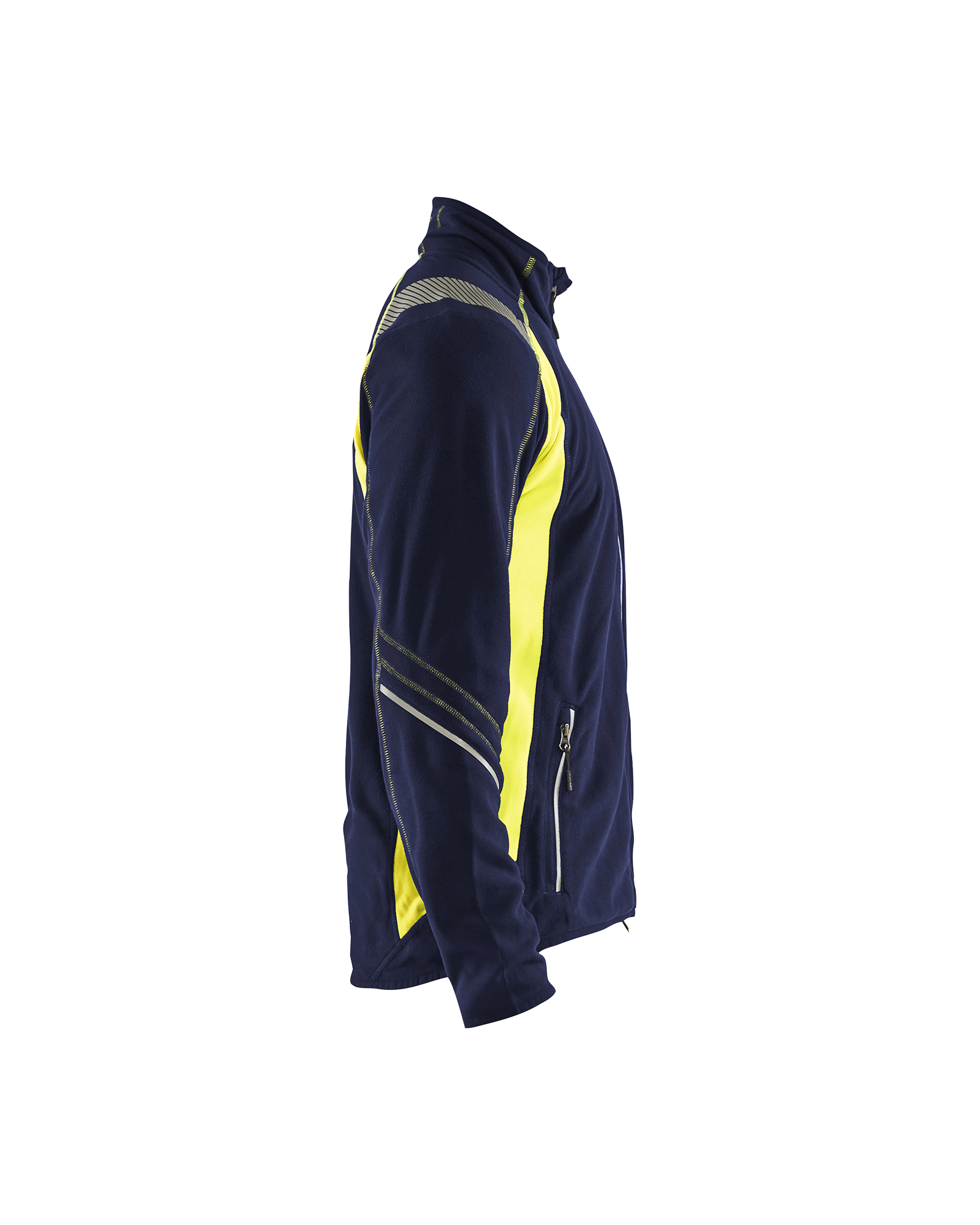 Blåkläder Microfleecevest Visible 4993 - Marine / High Vis Geel zijkant
