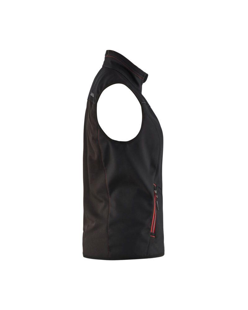Blåkläder Dames softshell bodywarmer 3851 - Zwart/Rood zijkant