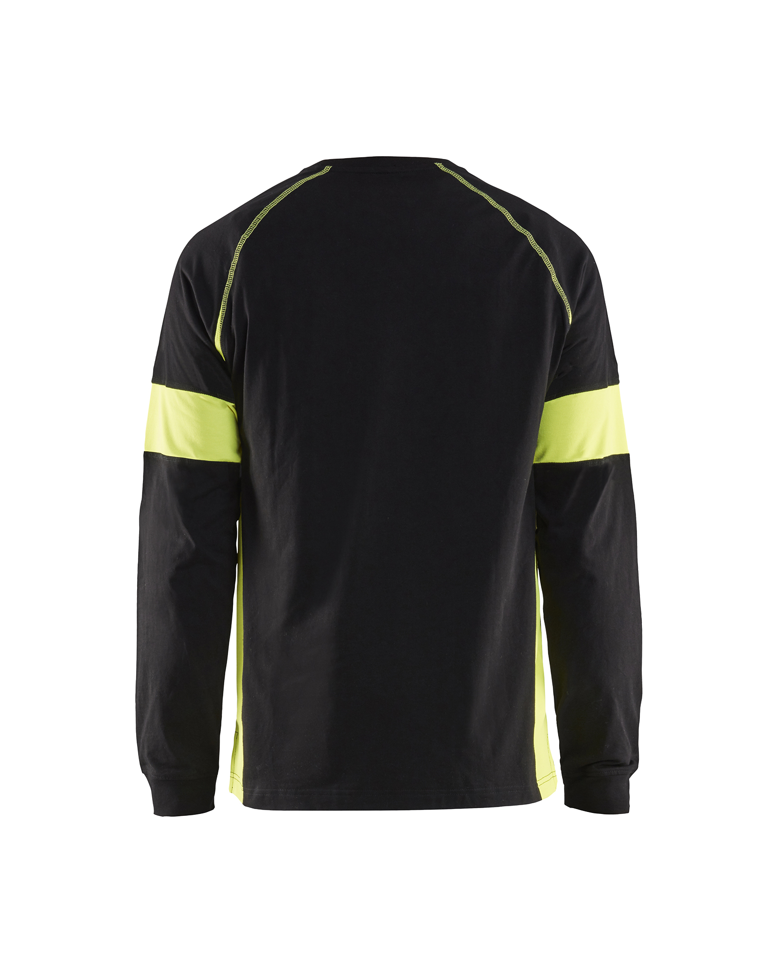 Blåkläder T-shirt lange mouwen visible 3520 - Zwart / High Vis Geel achterkant
