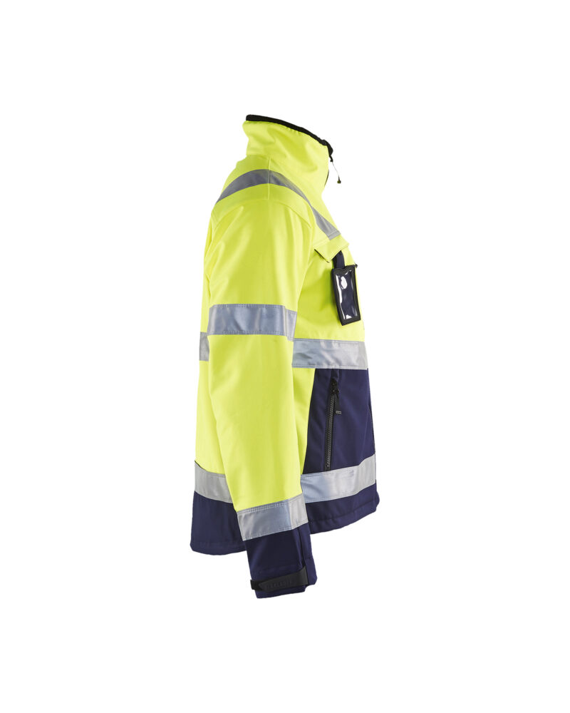 Blåkläder Softshell jack High Vis 4900 - High Vis Geel/Marineblauw zijkant