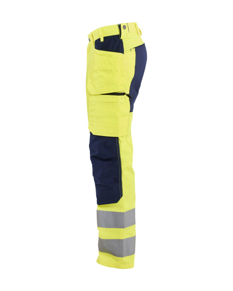 Blåkläder High Vis Werkbroek met stretch en gereedschapzakken 1552 - zijkant