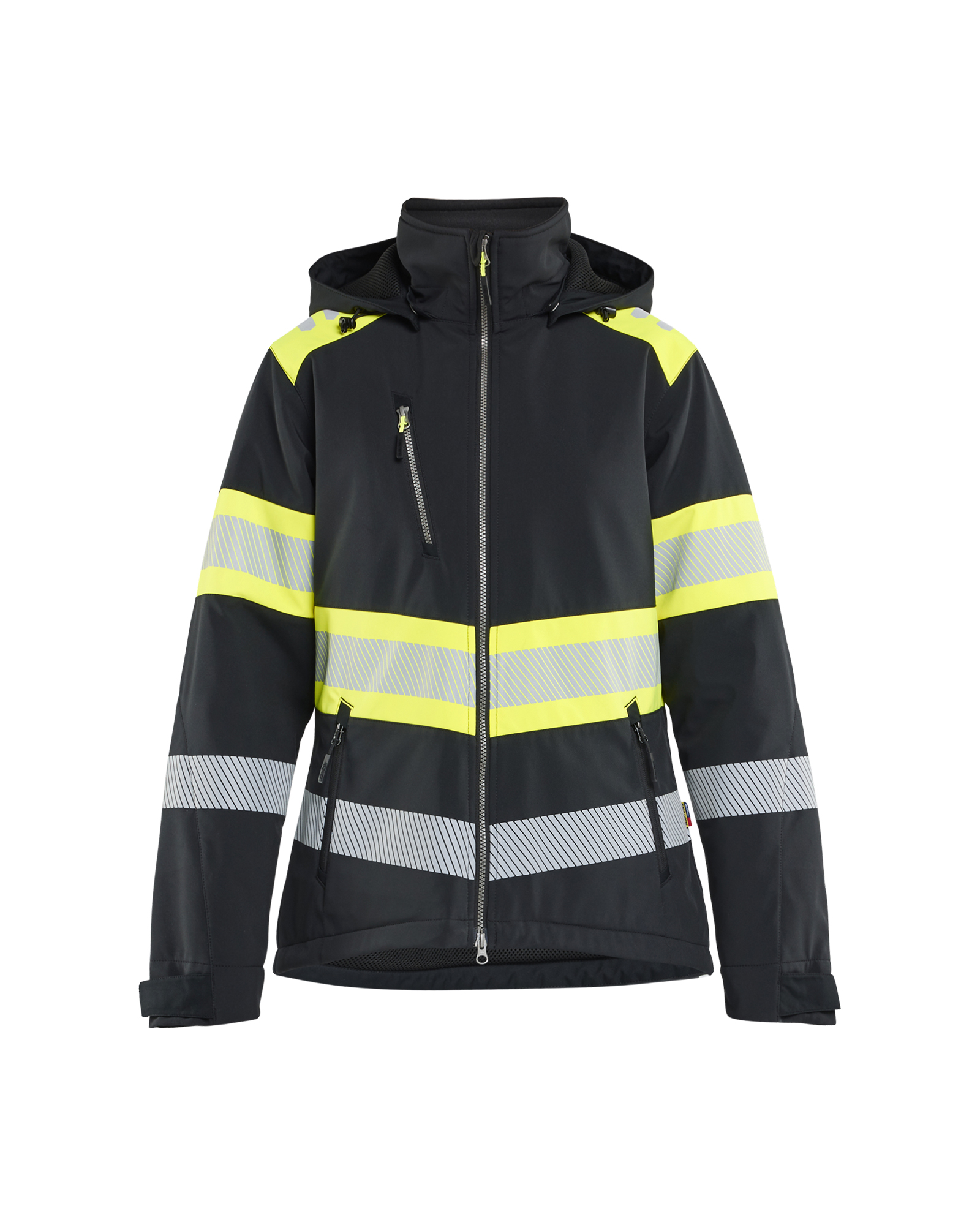 Blåkläder Dames Lichtgewicht softshell jack gevoerd high vis 4406 - Zwart / High Vis Geel voorkant