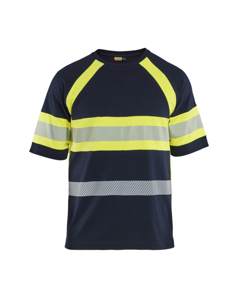 Blåkläder Multinorm UV-T-shirt Inherent 3519 - Marine / High Vis Geel voorkant