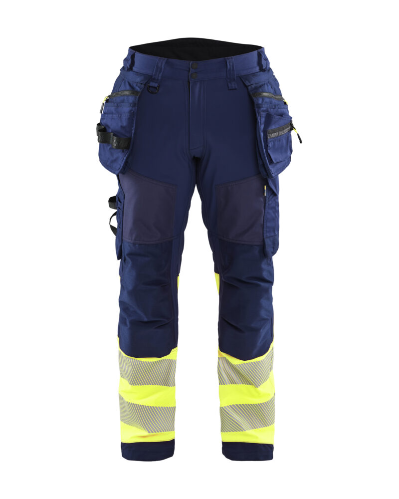 Blåkläder High Vis werkbroek softshell met afneembare gereedschapszakken 1821 - voorkant