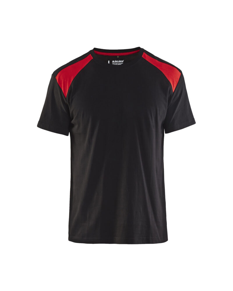 Blåkläder T-shirt 3379 - Zwart/Rood voorkant