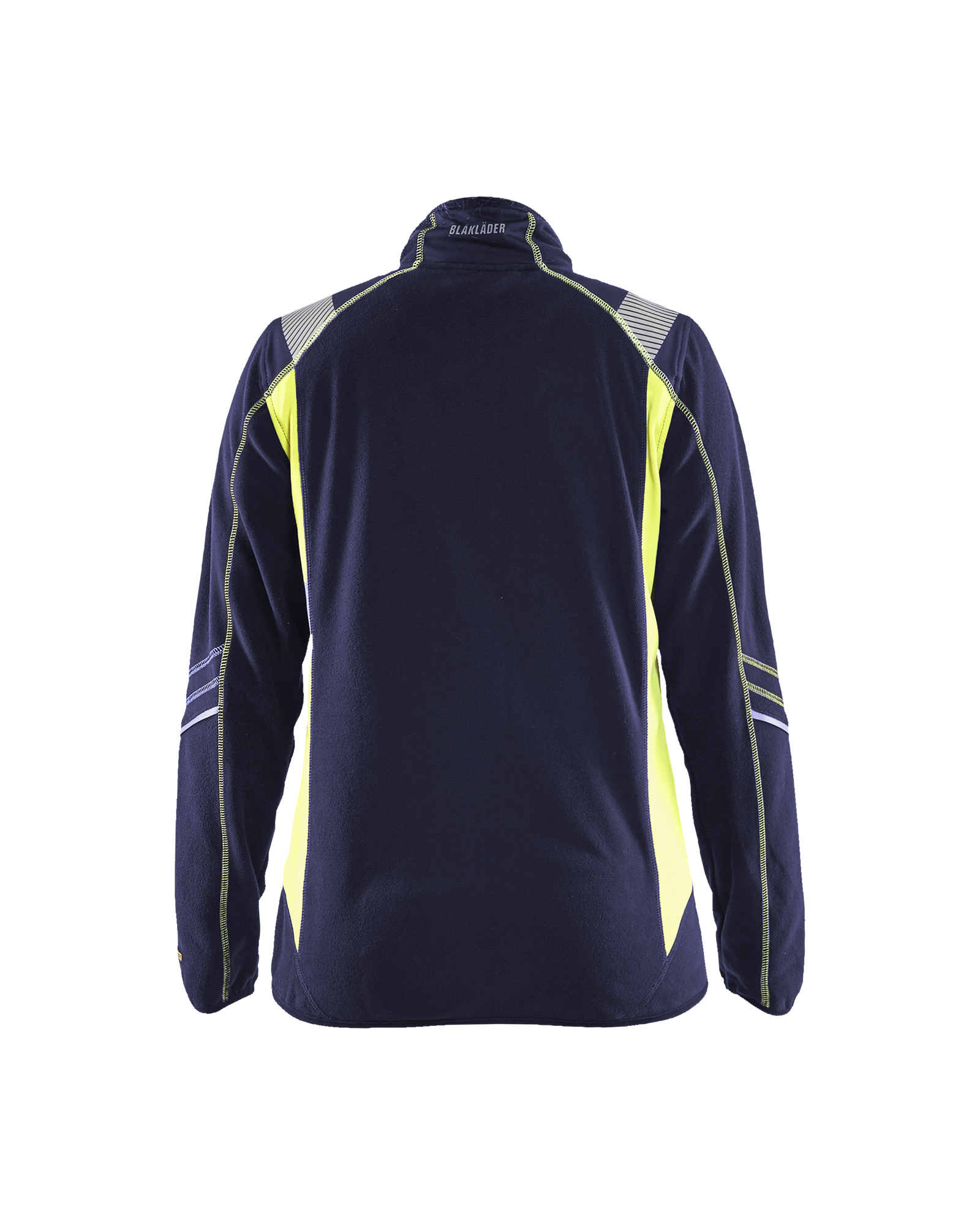 Blåkläder Dames microfleecevest Visible 4973 - Marine / High Vis Geel achterkant