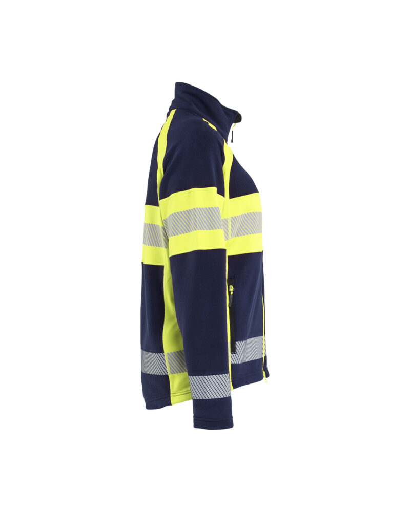 Blåkläder Dames Microfleecevest High Vis 4718 - Marine / High Vis Geel zijkant