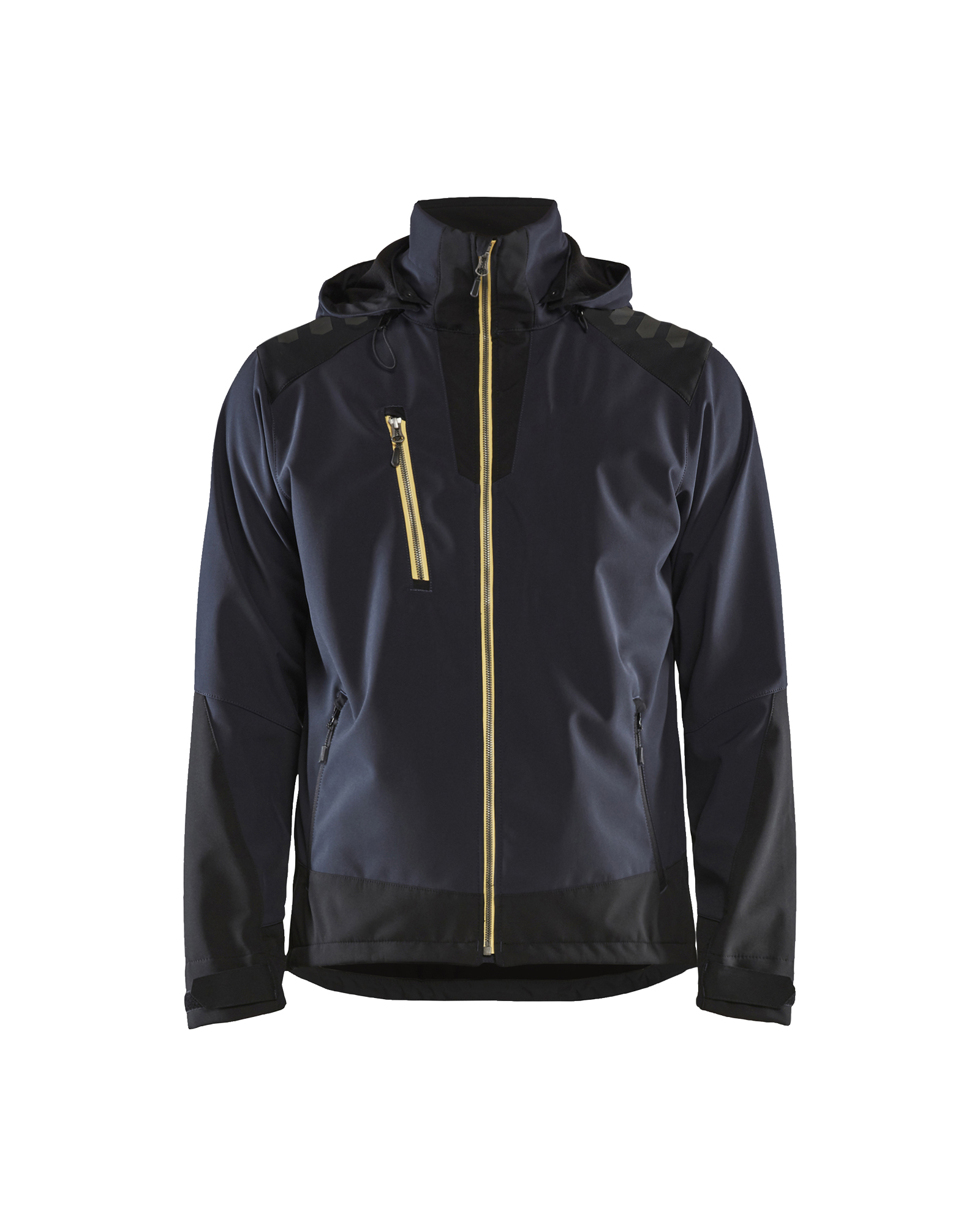 Blåkläder Softshell jack 4749 - Donkerblauw / Geel voorkant