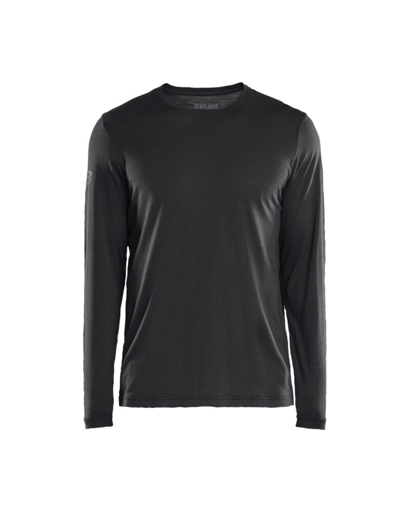 Blåkläder T-shirt lange mouwen merinowol 3538 - Zwart voorkant